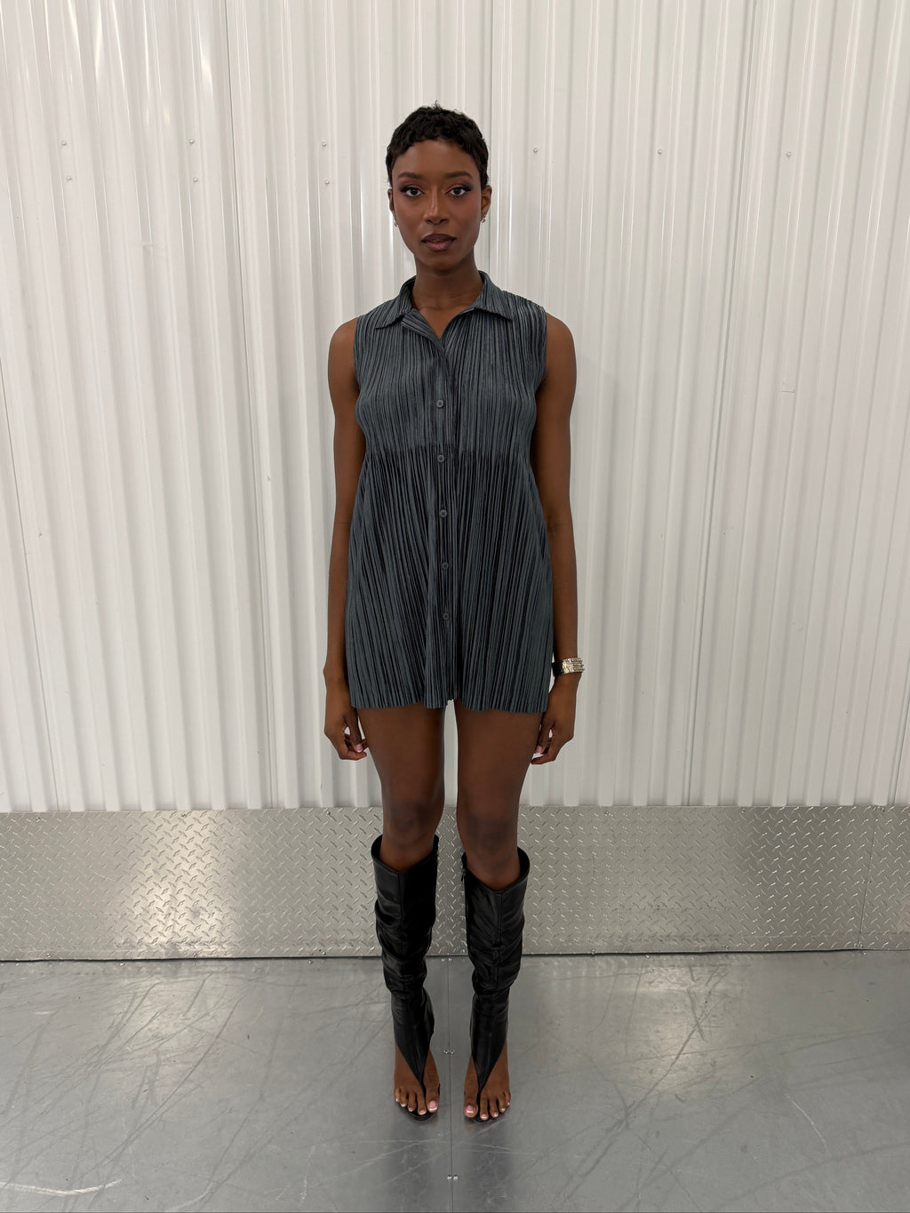 issey miyake button up tshirt dress