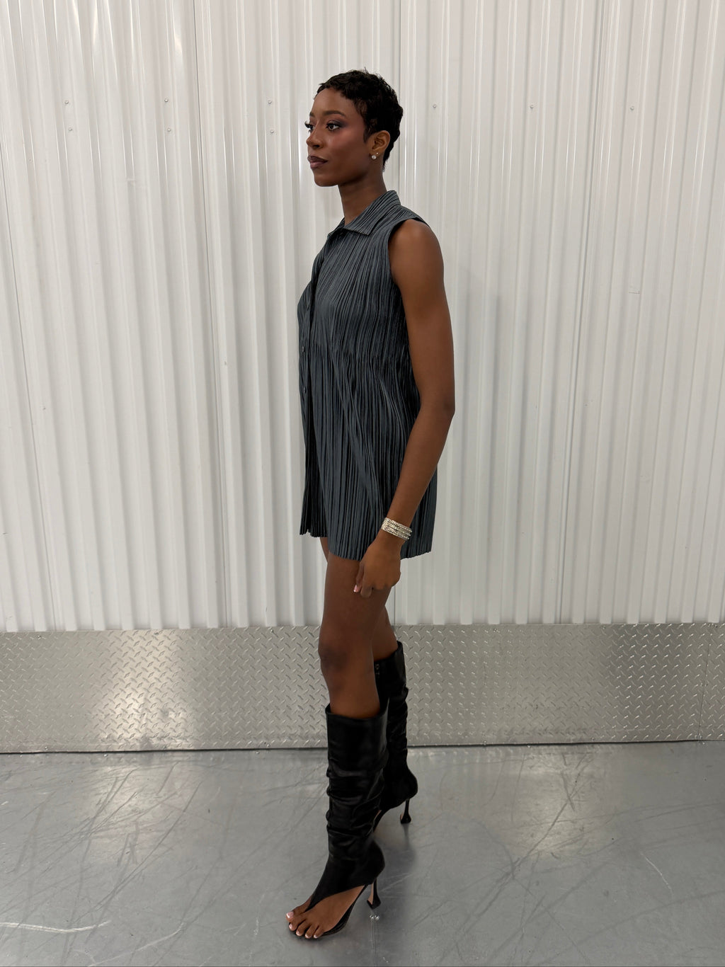 issey miyake button up tshirt dress