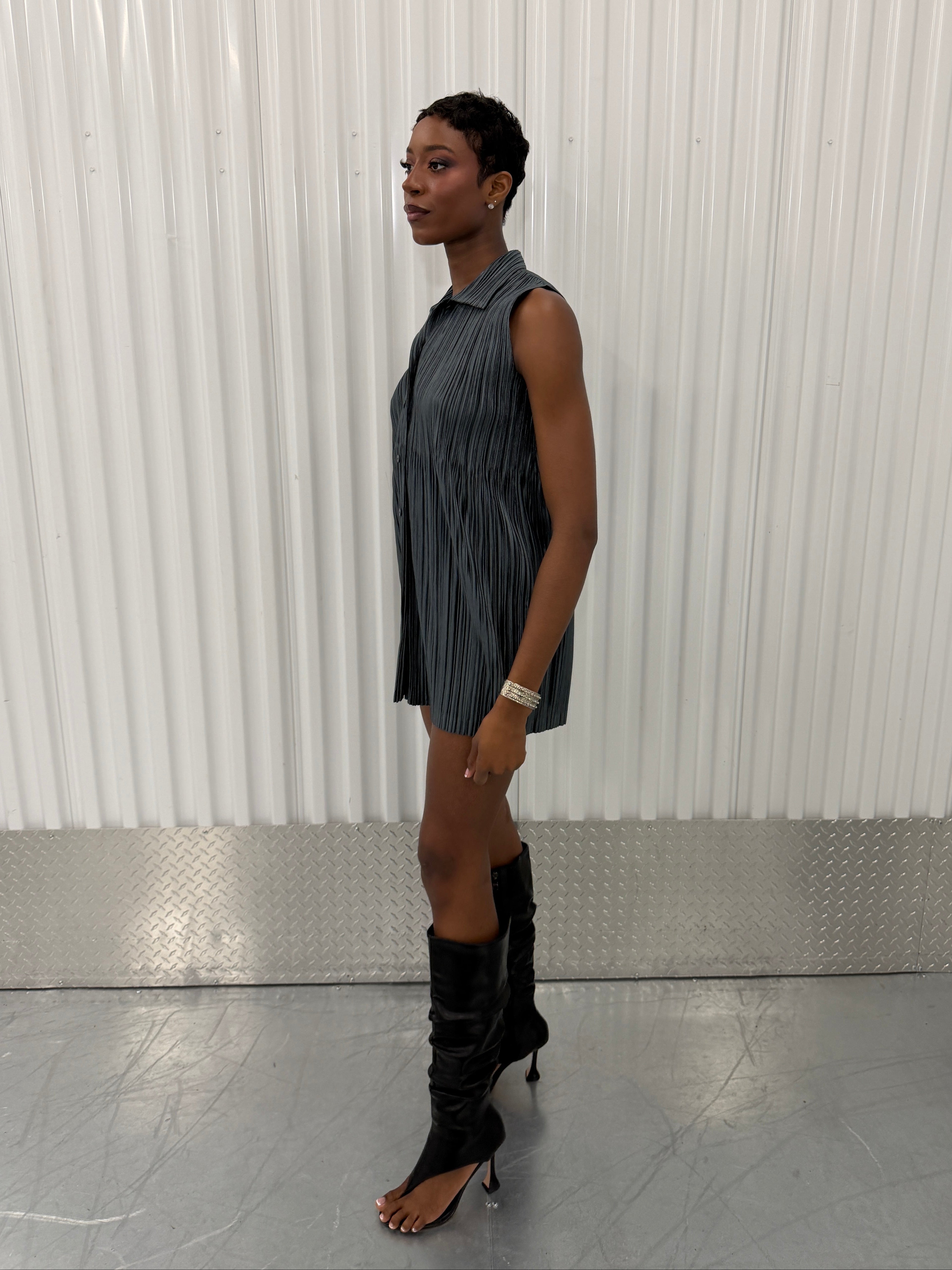 issey miyake button up tshirt dress
