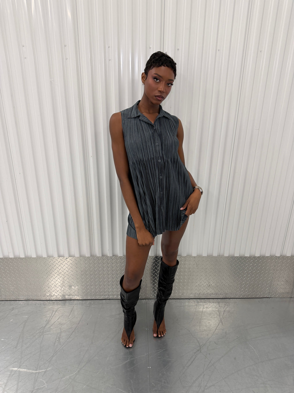 issey miyake button up tshirt dress