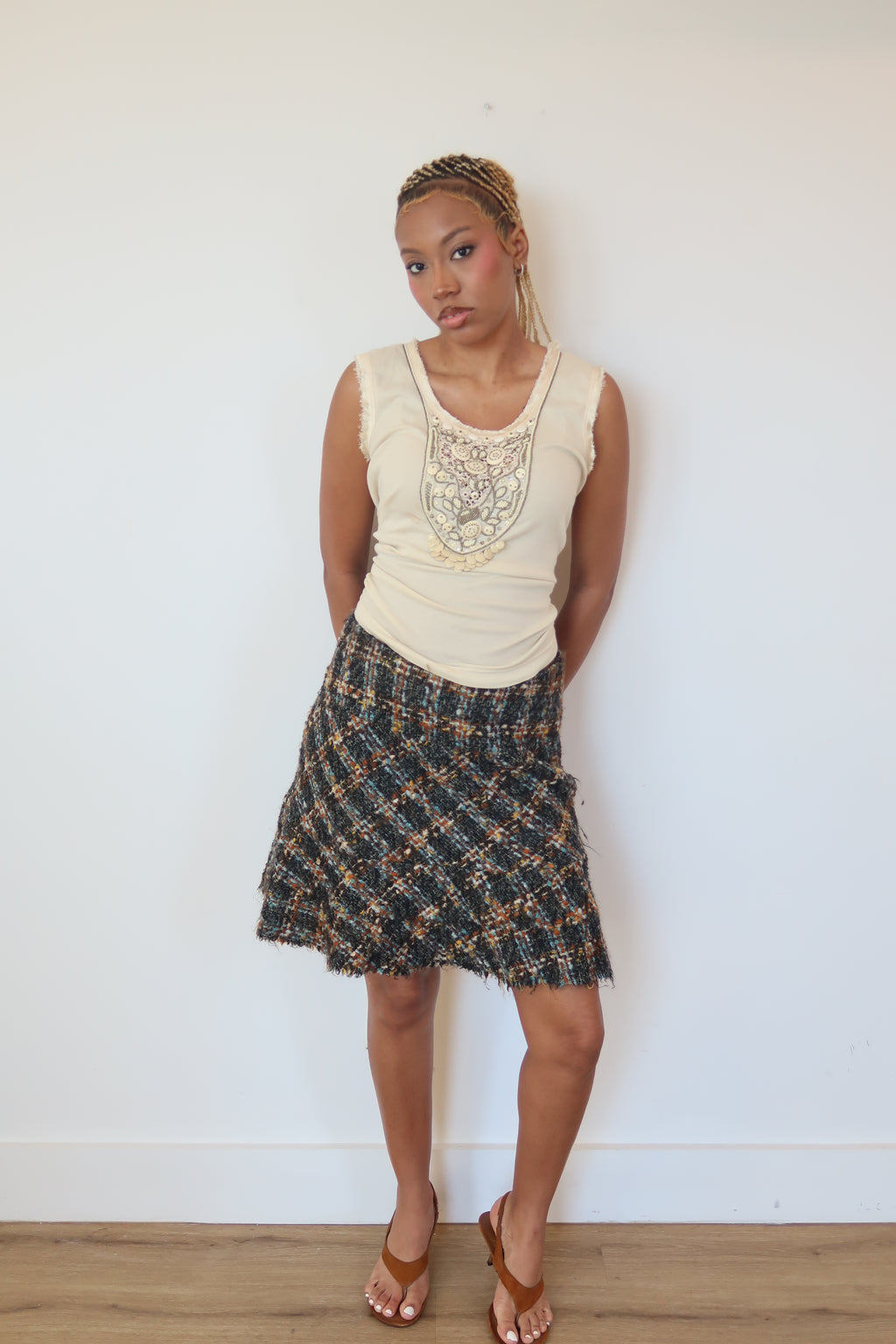 junya wantanabe tweed skirt