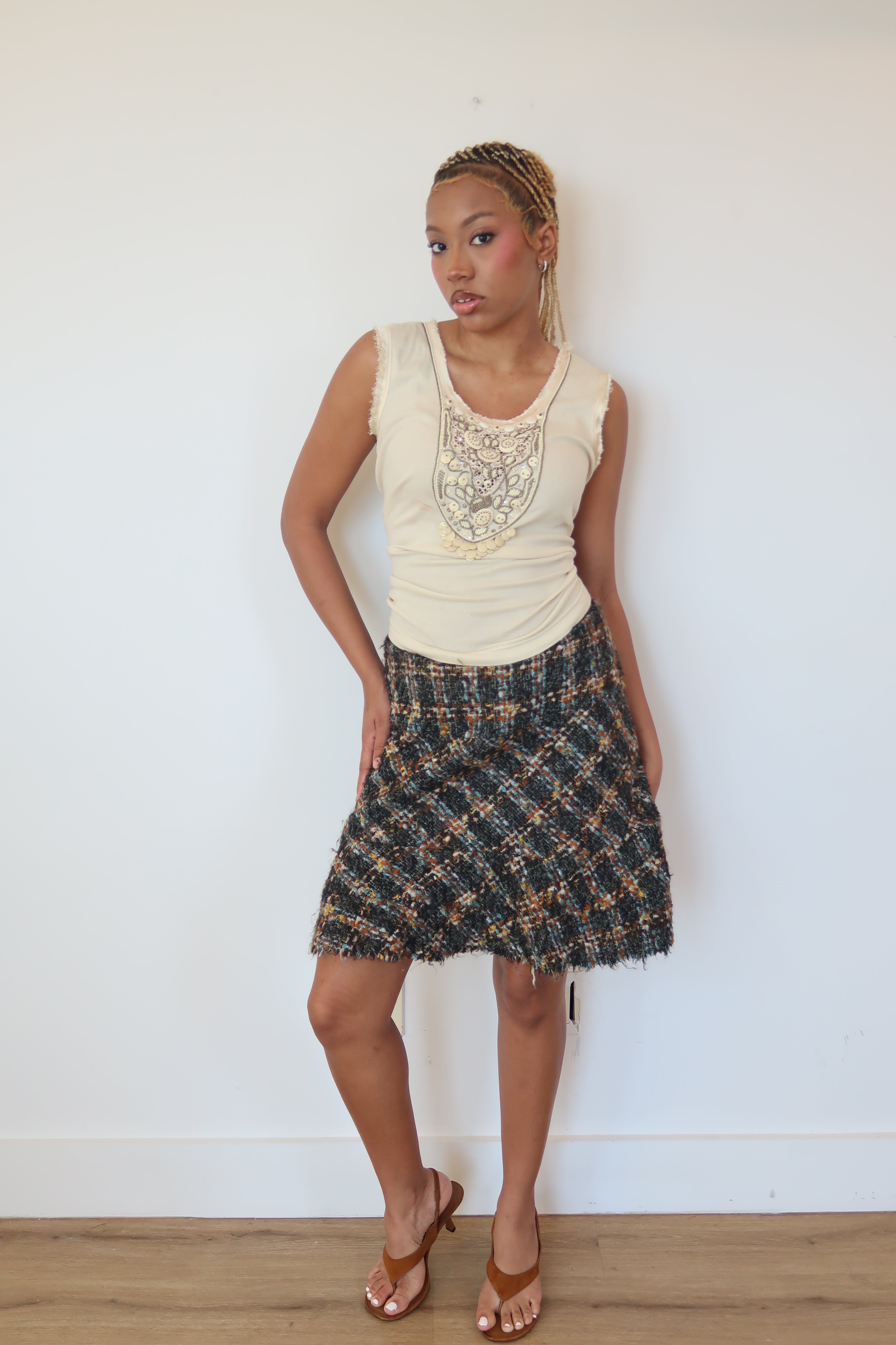 junya wantanabe tweed skirt