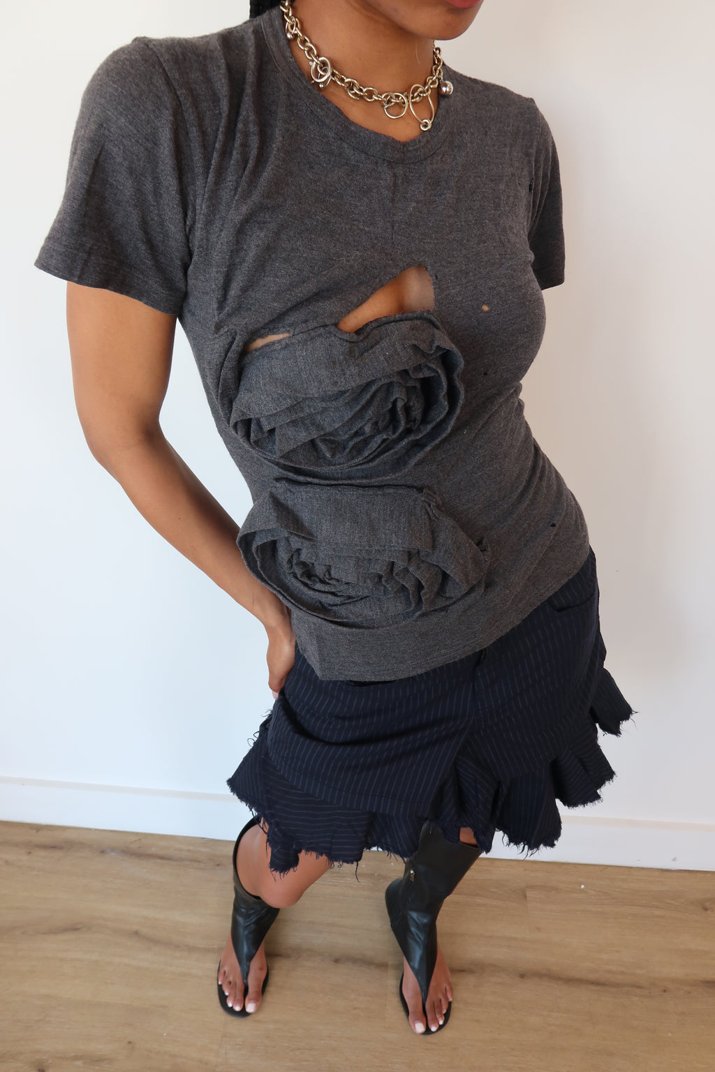 comme des garçons floral applique t-shirt