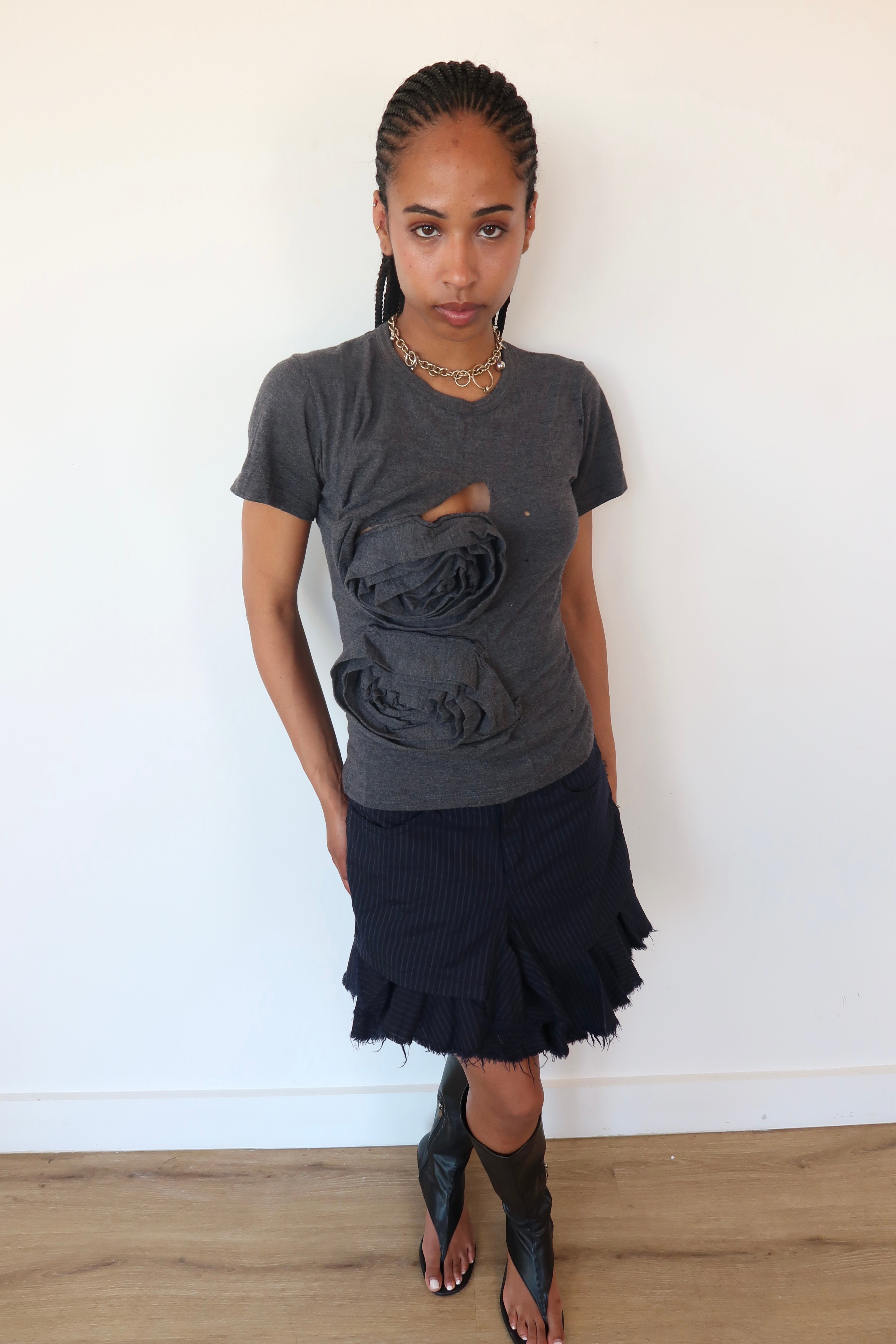 comme des garçons floral applique t-shirt