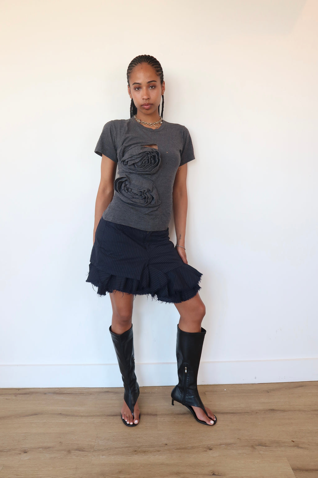 comme des garçons floral applique t-shirt