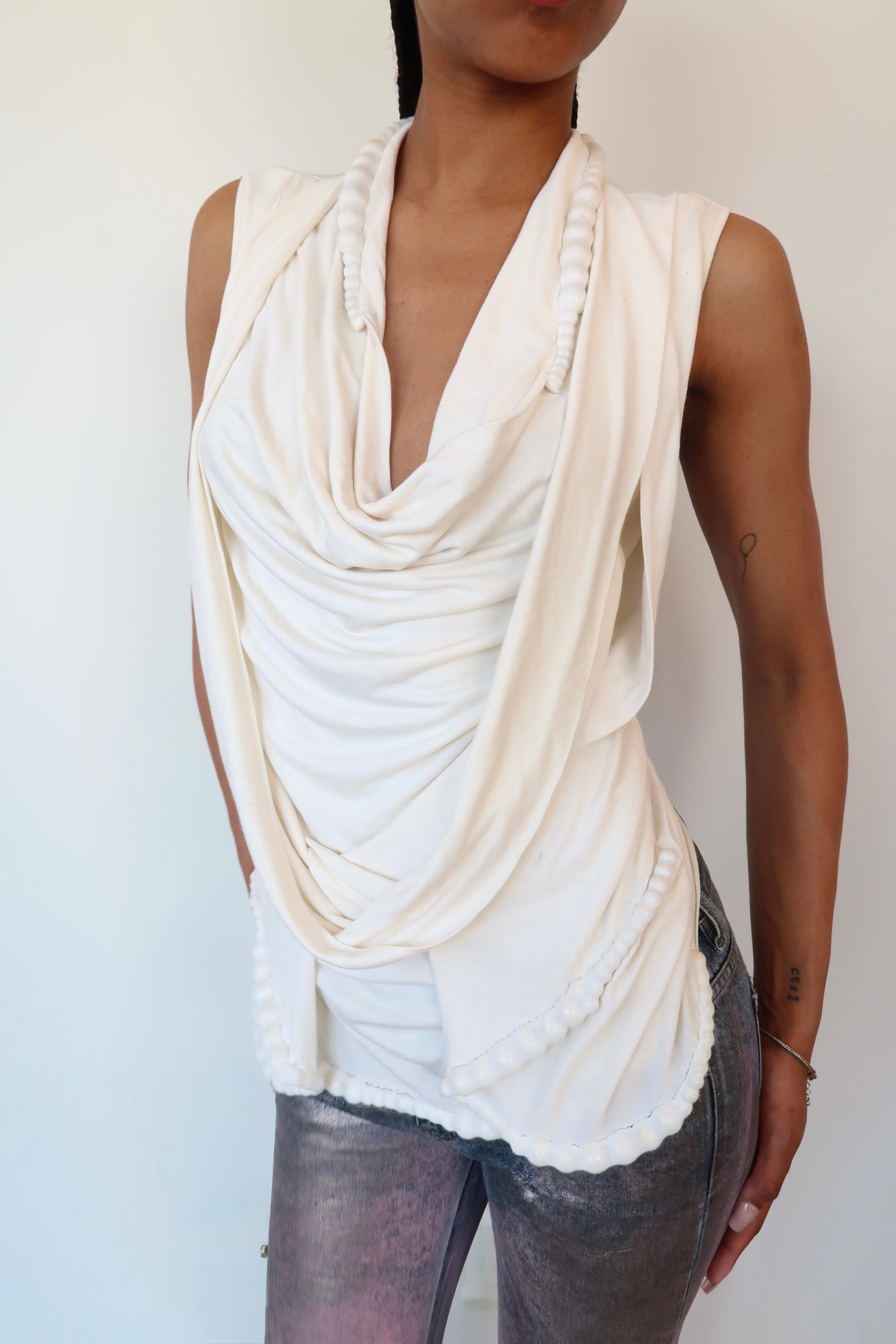 givenchy white beaded blouse