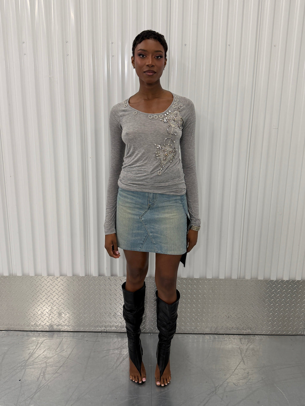 givenchy light grey embellished shirt