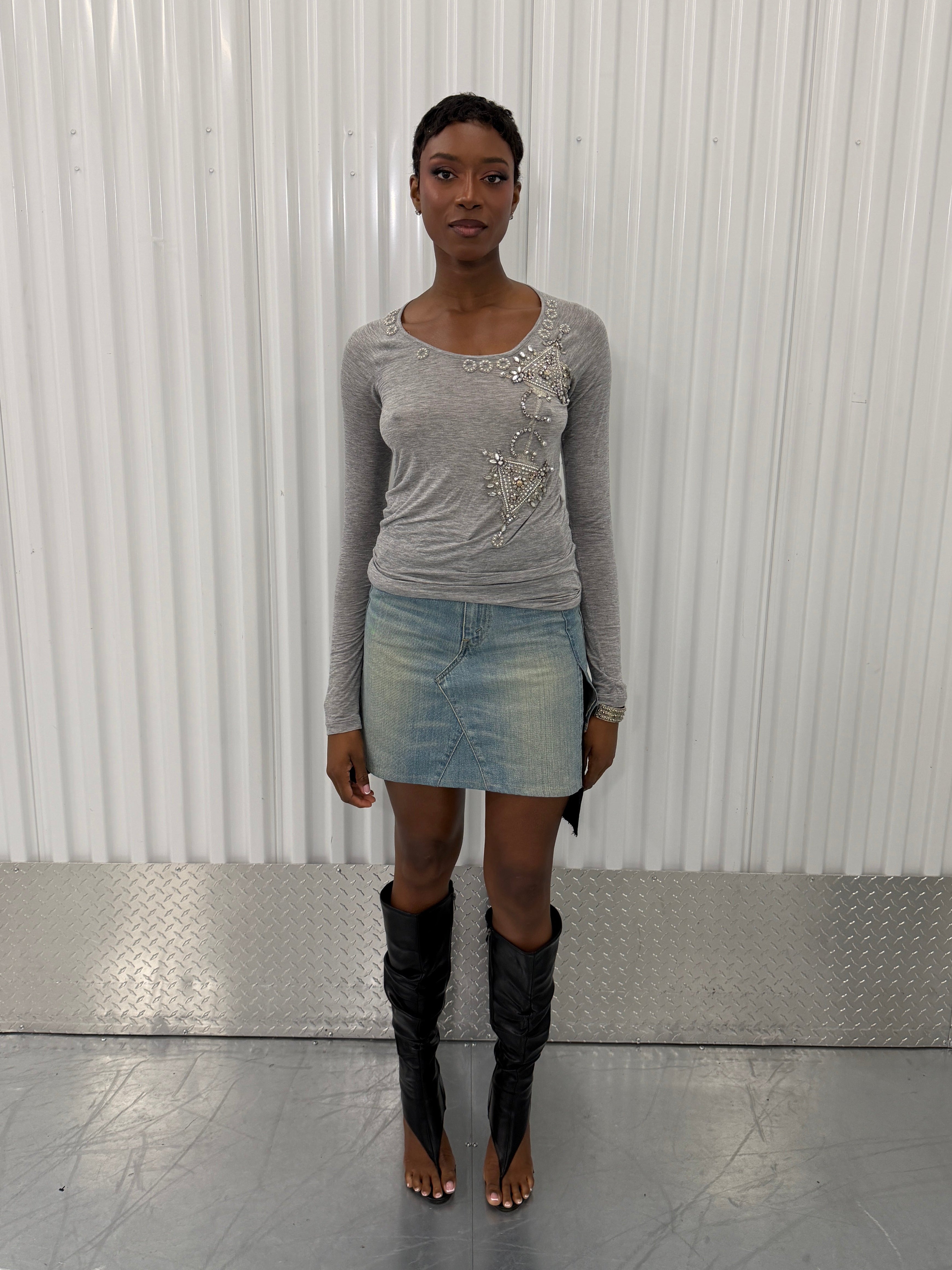 givenchy light grey embellished shirt