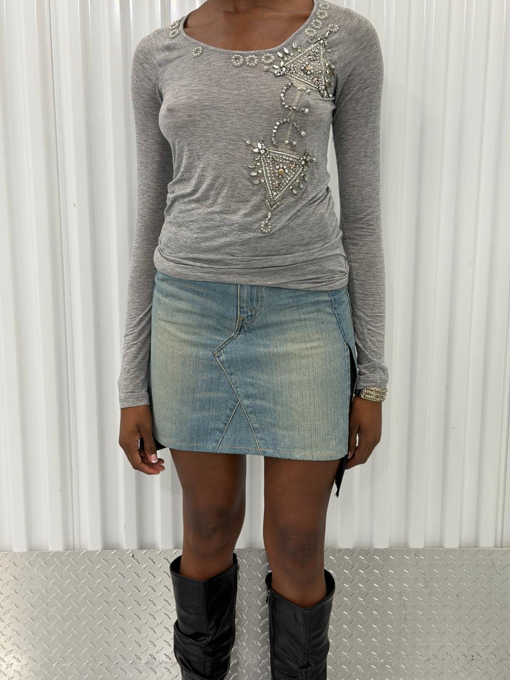 givenchy light grey embellished shirt