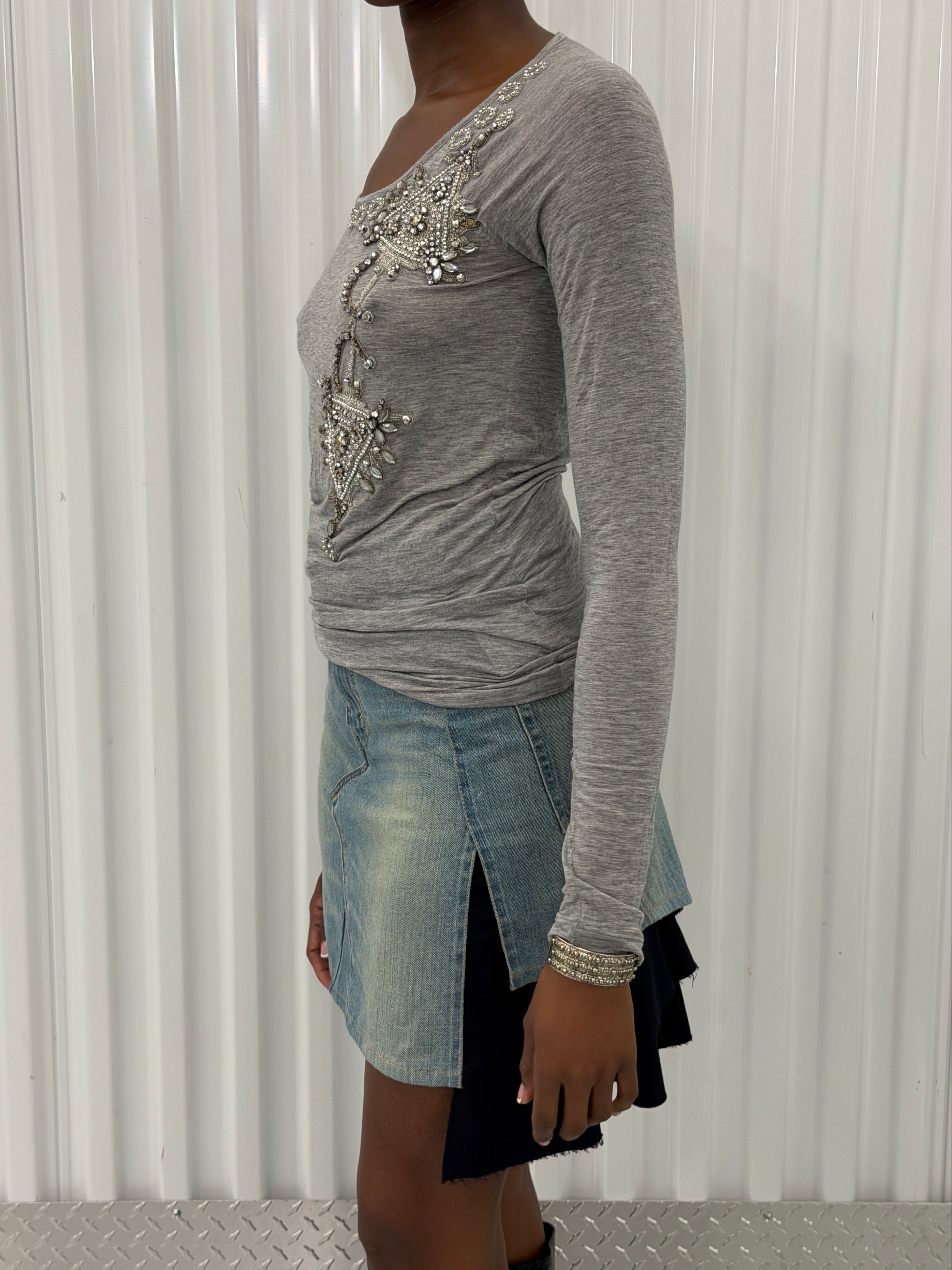 junya wantanabe CDG denim navy distressed skirt