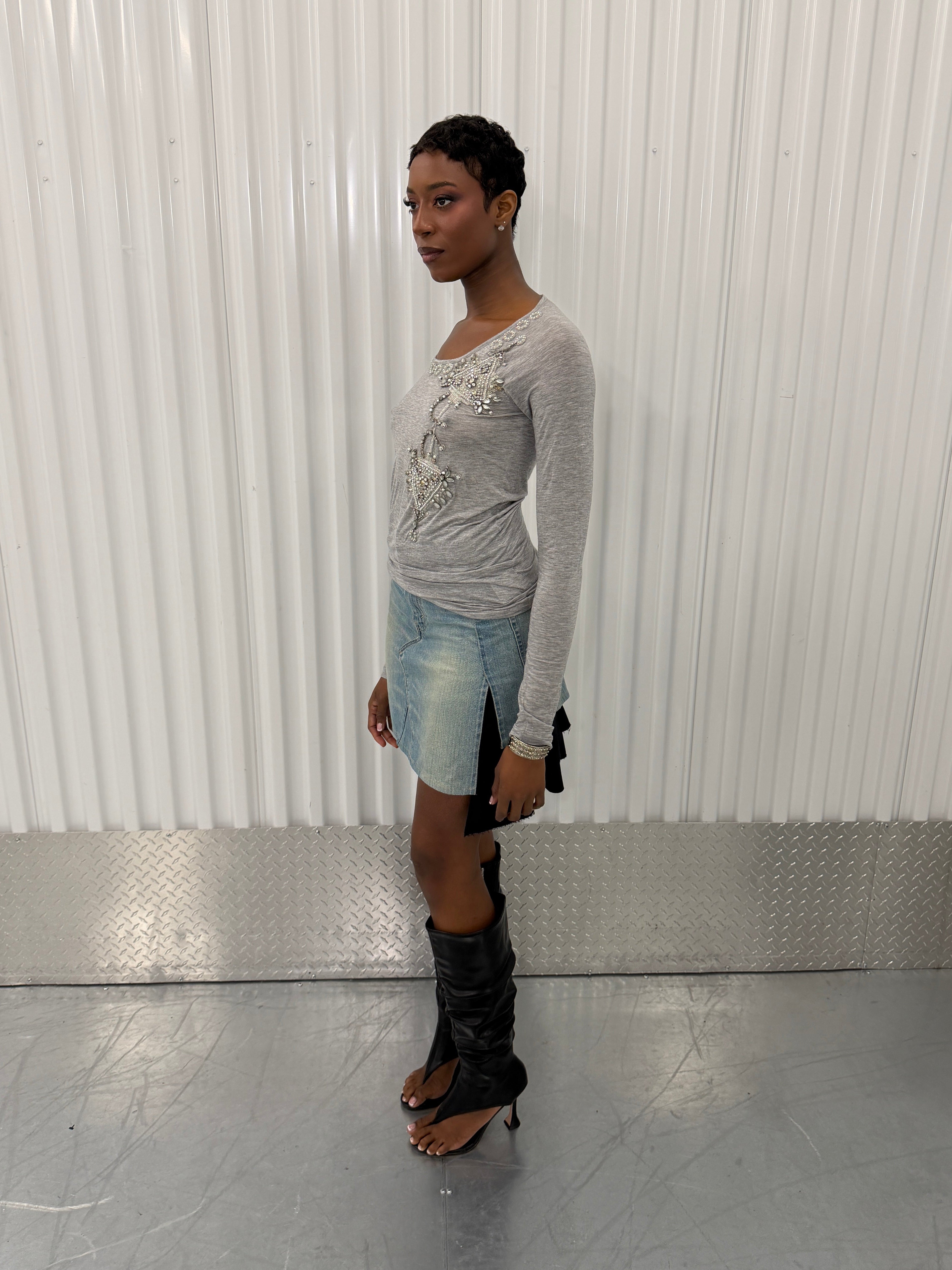 junya wantanabe CDG denim navy distressed skirt