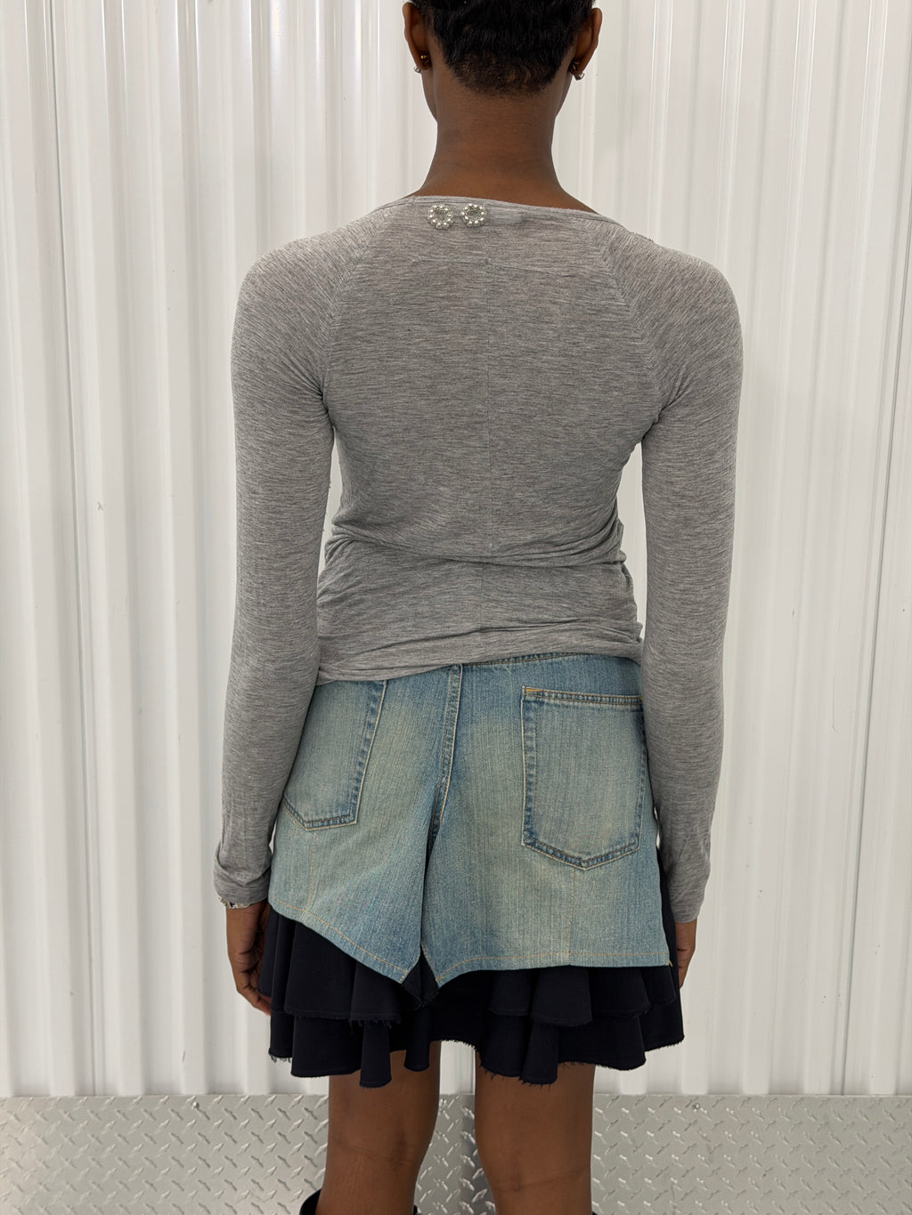 junya wantanabe CDG denim navy distressed skirt