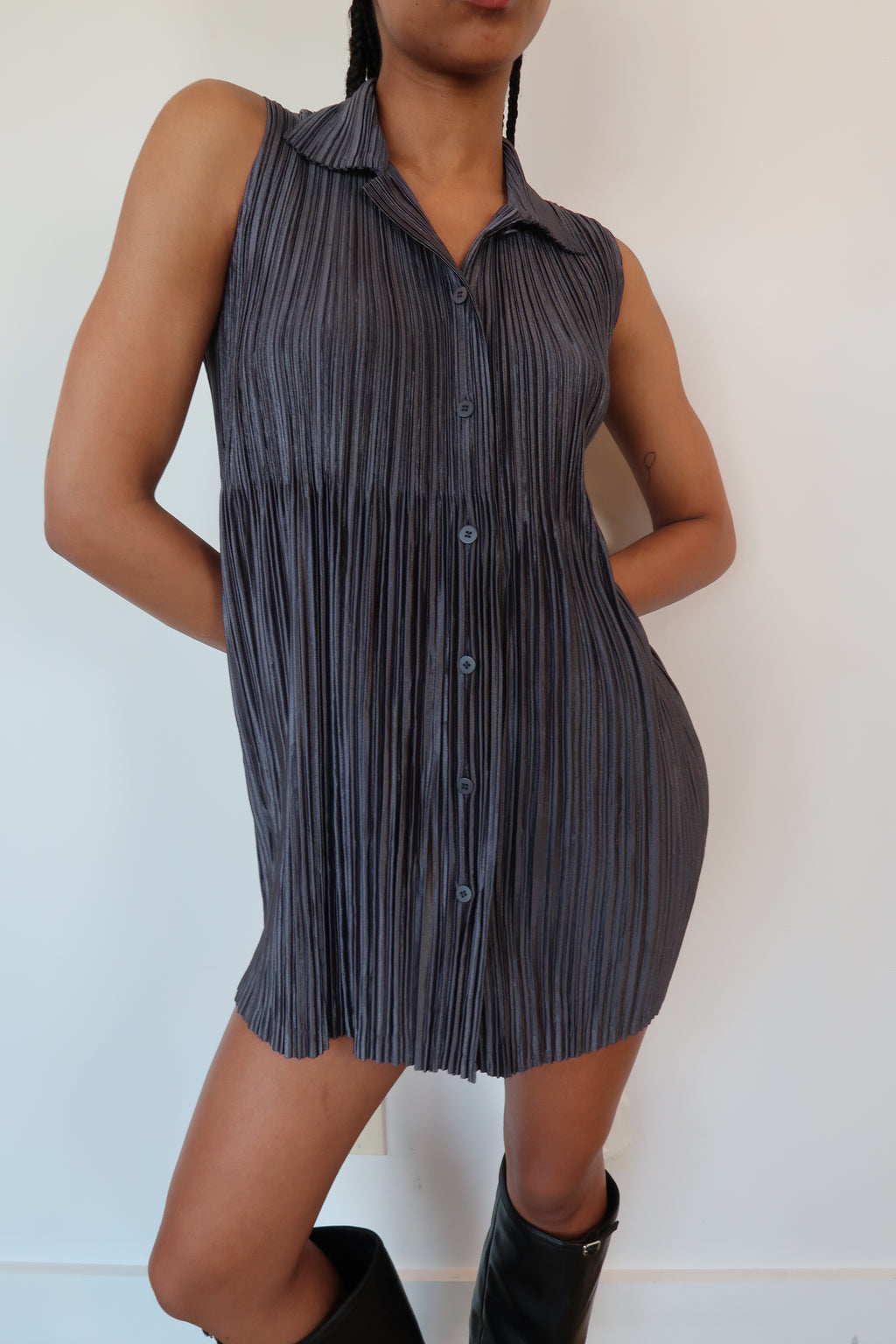 issey miyake button up tshirt dress