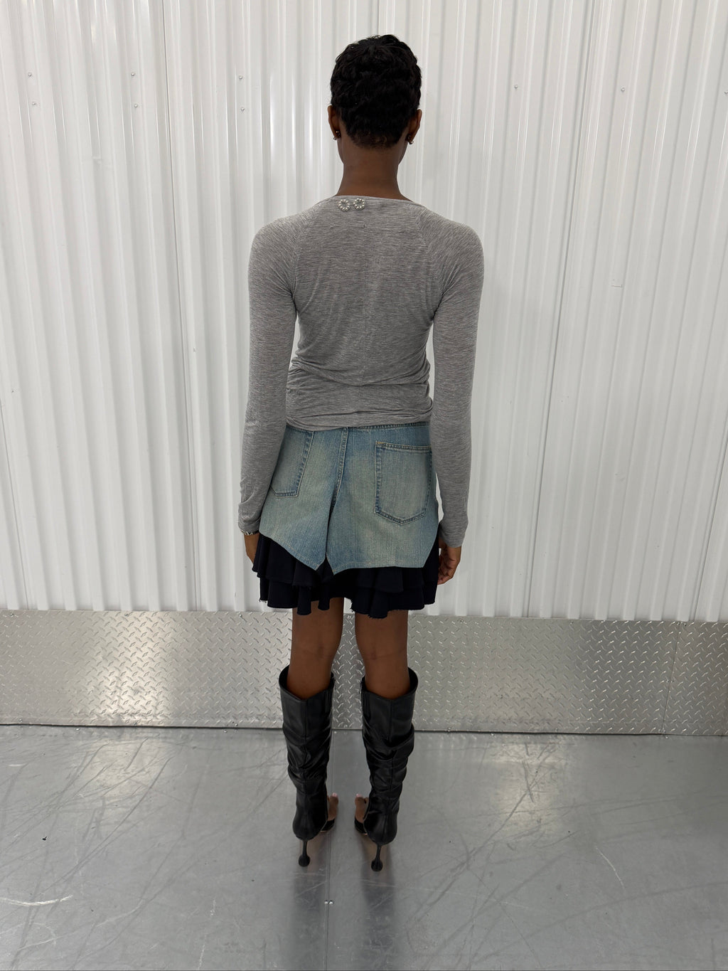 junya wantanabe CDG denim navy distressed skirt