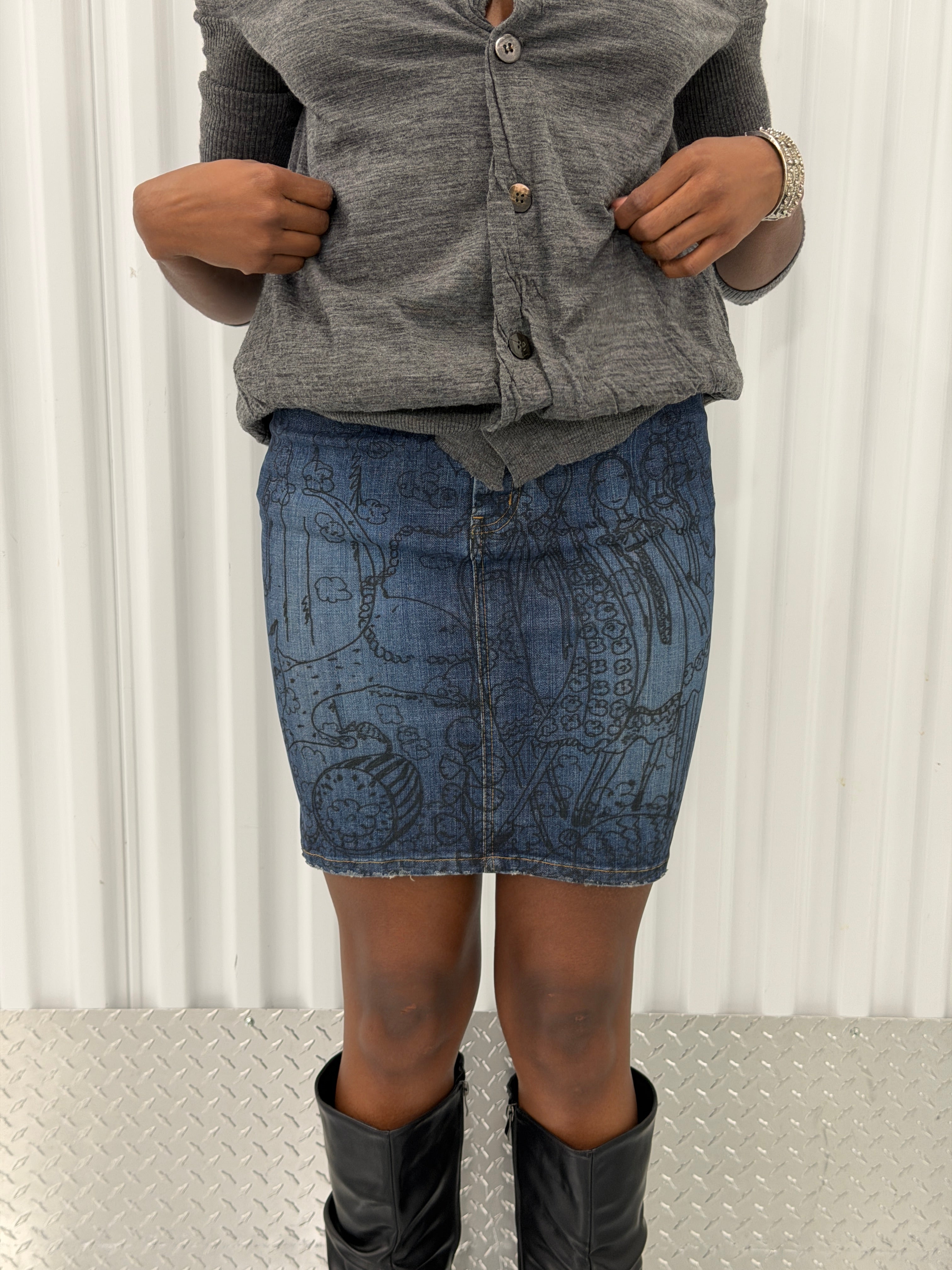 tsumori chisato denim print skirt