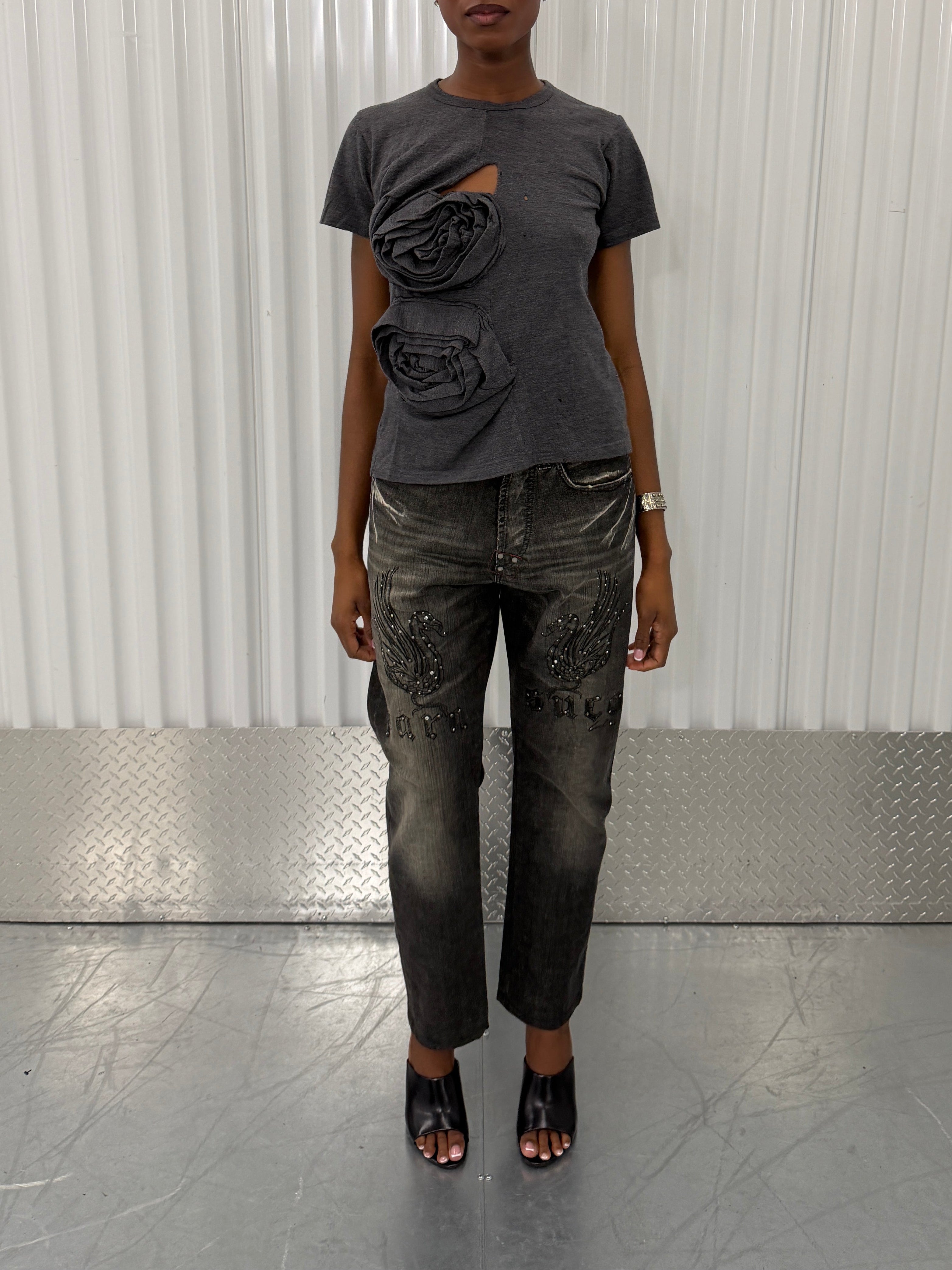 comme des garçons floral applique t-shirt