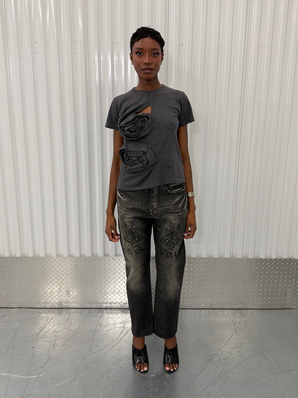 comme des garçons floral applique t-shirt