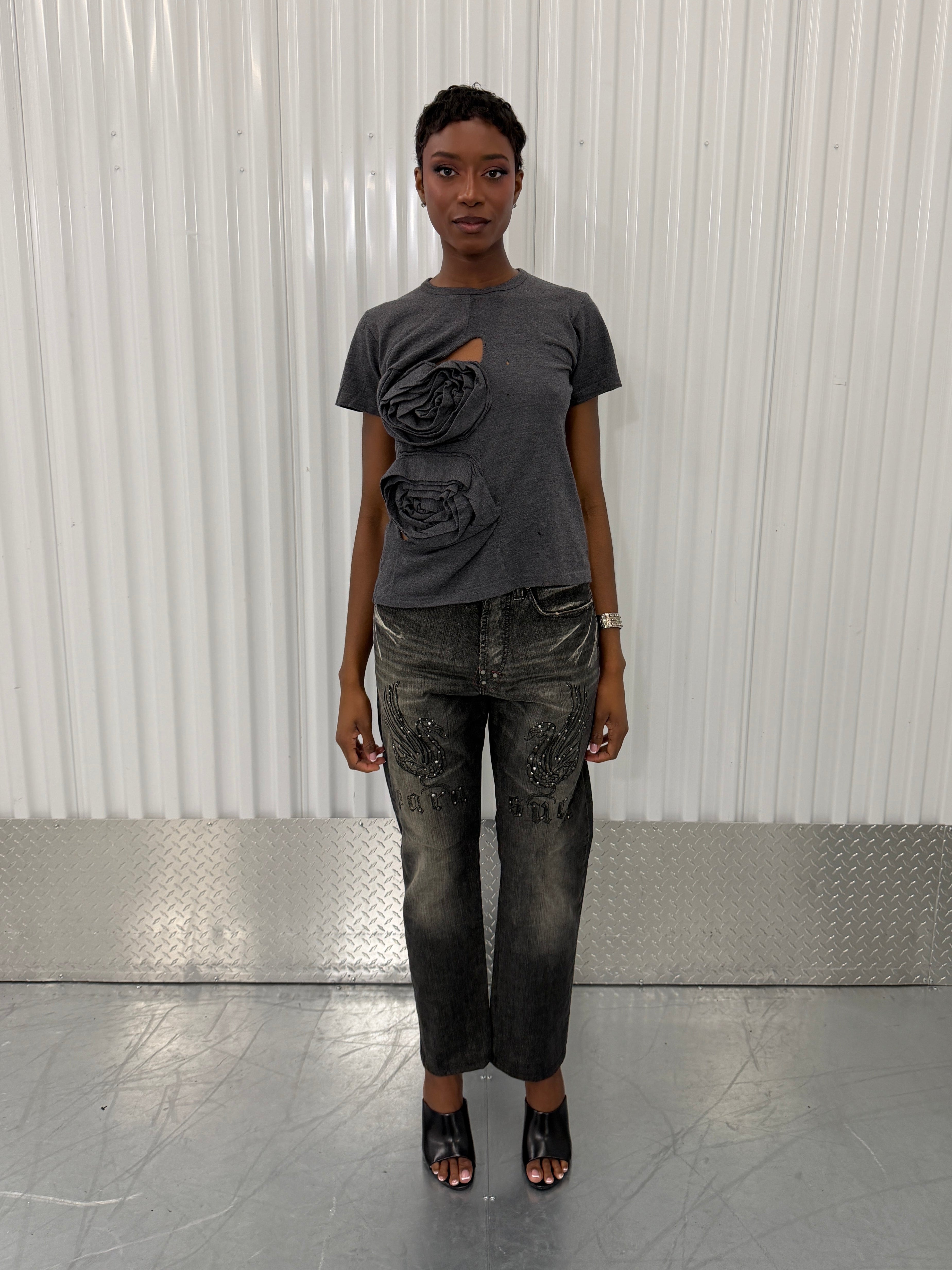 comme des garçons floral applique t-shirt