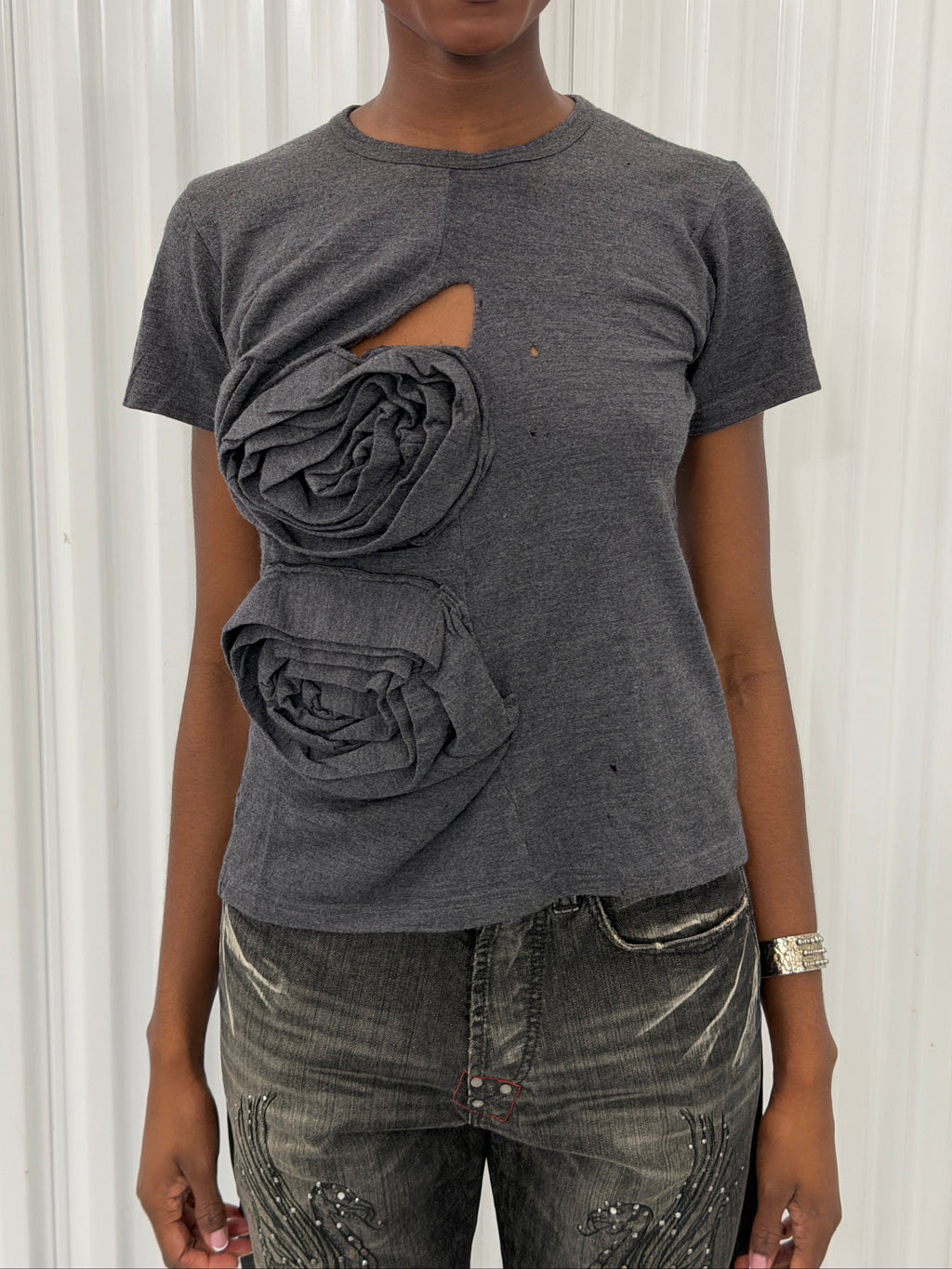 comme des garçons floral applique t-shirt
