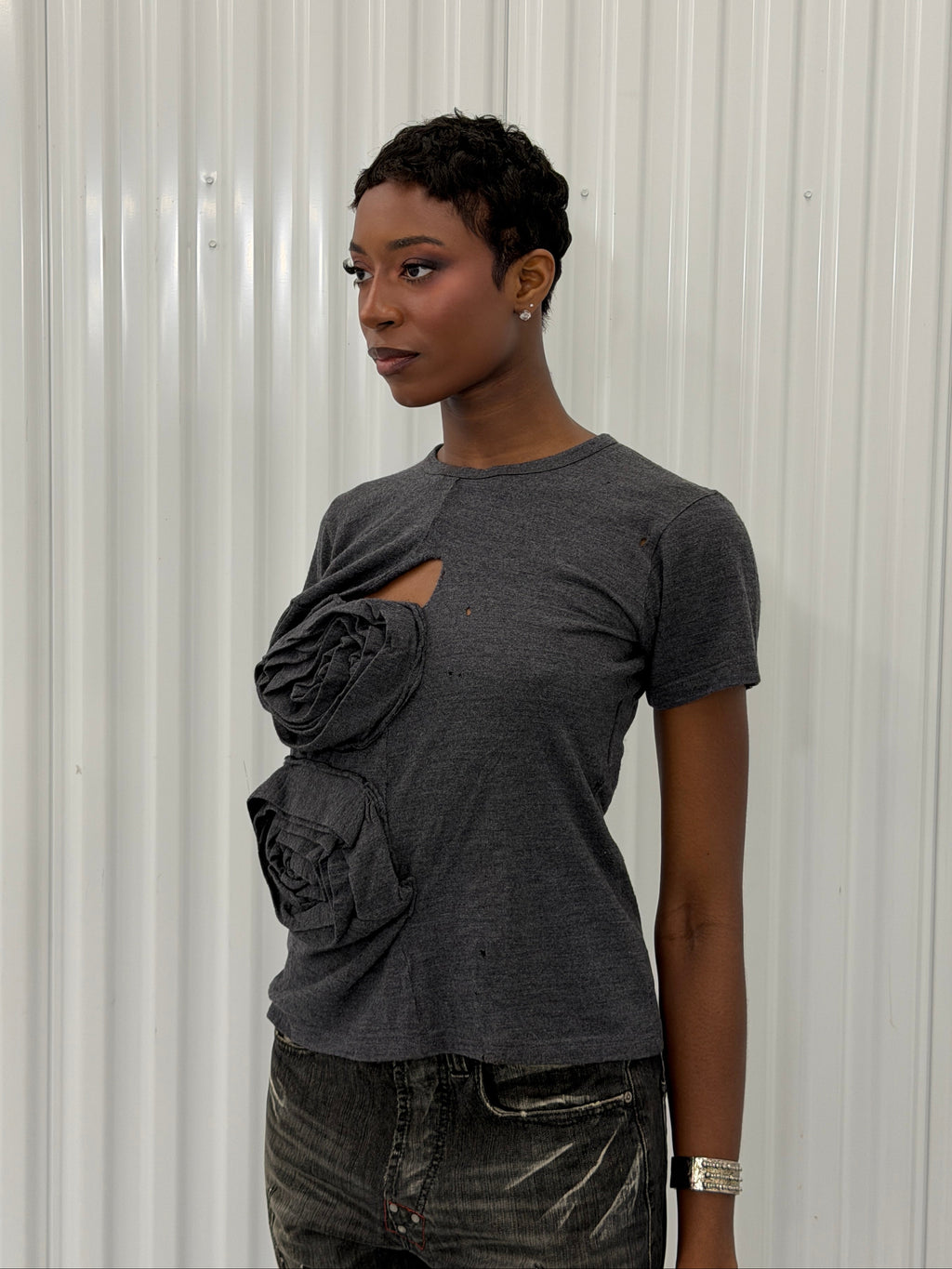 comme des garçons floral applique t-shirt