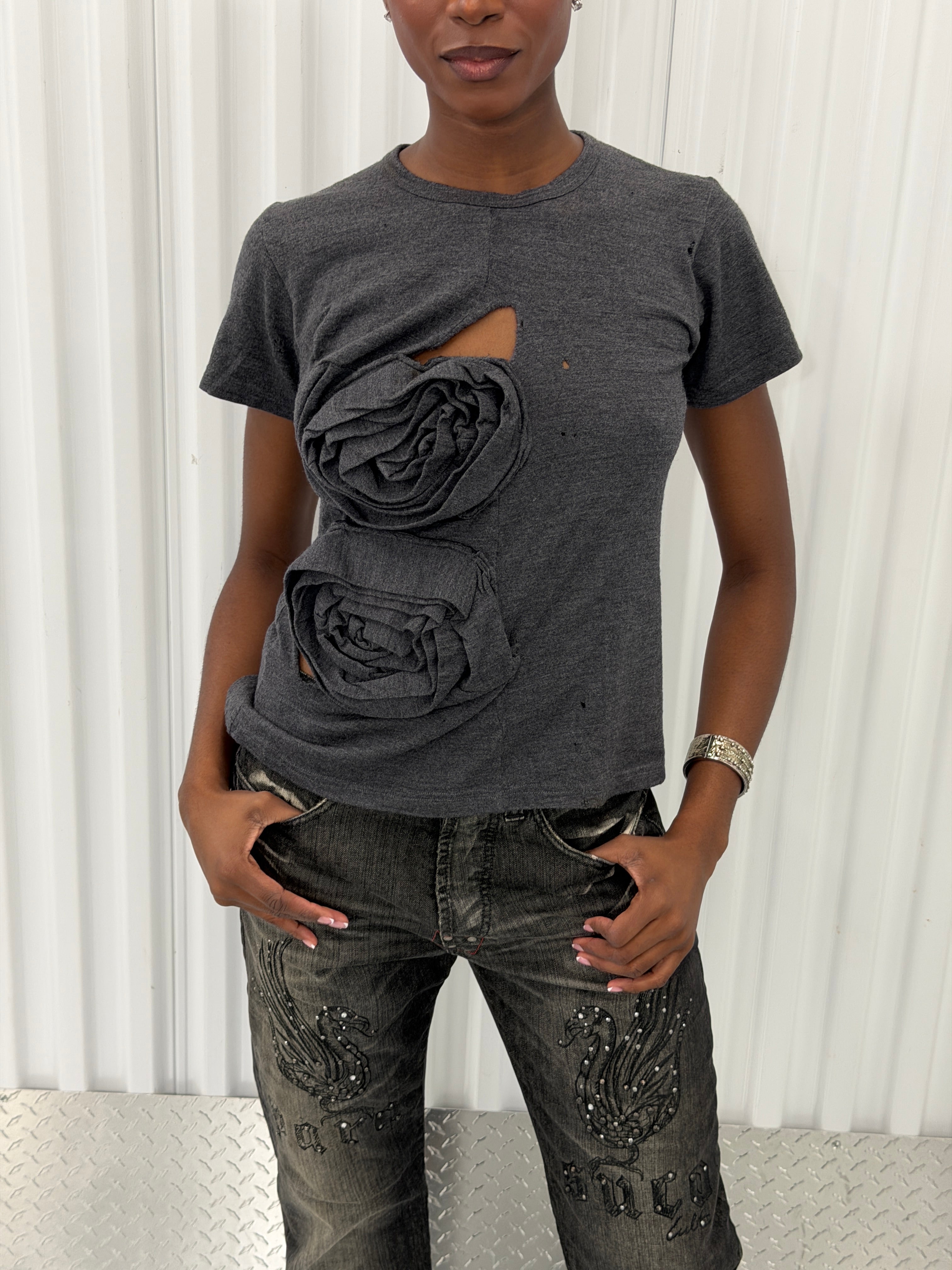 comme des garçons floral applique t-shirt
