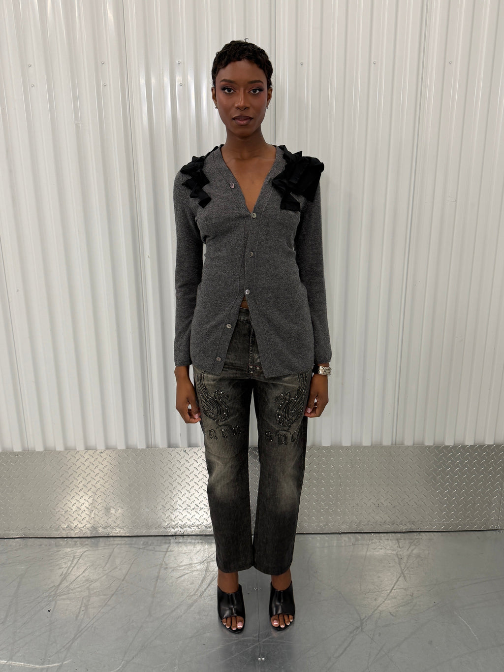 comme des garçons grey knit sweater