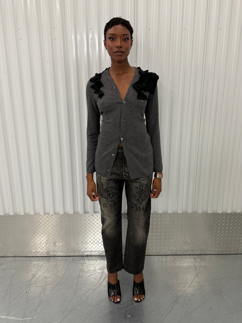 comme des garçons grey knit sweater