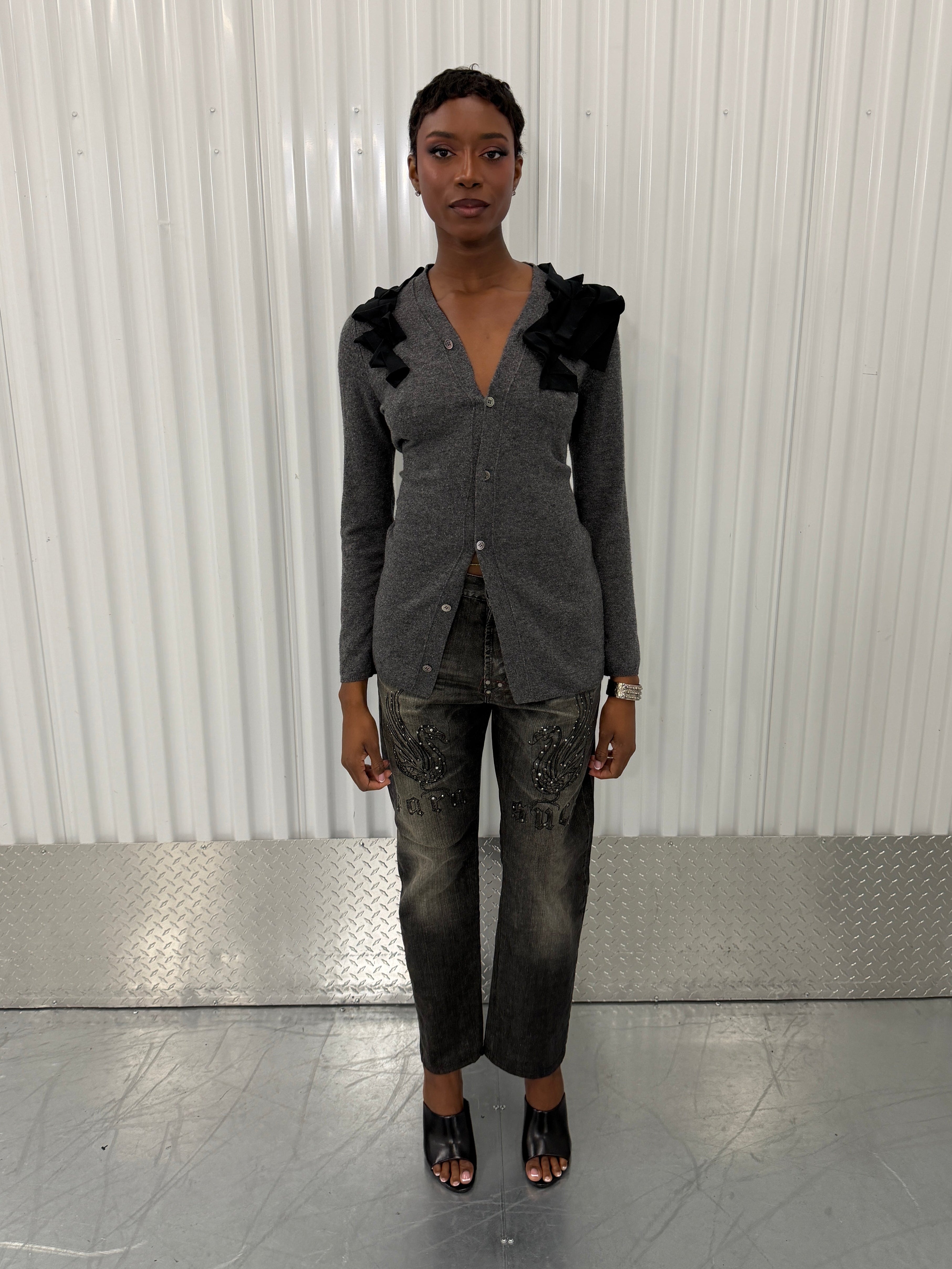 comme des garçons grey knit sweater