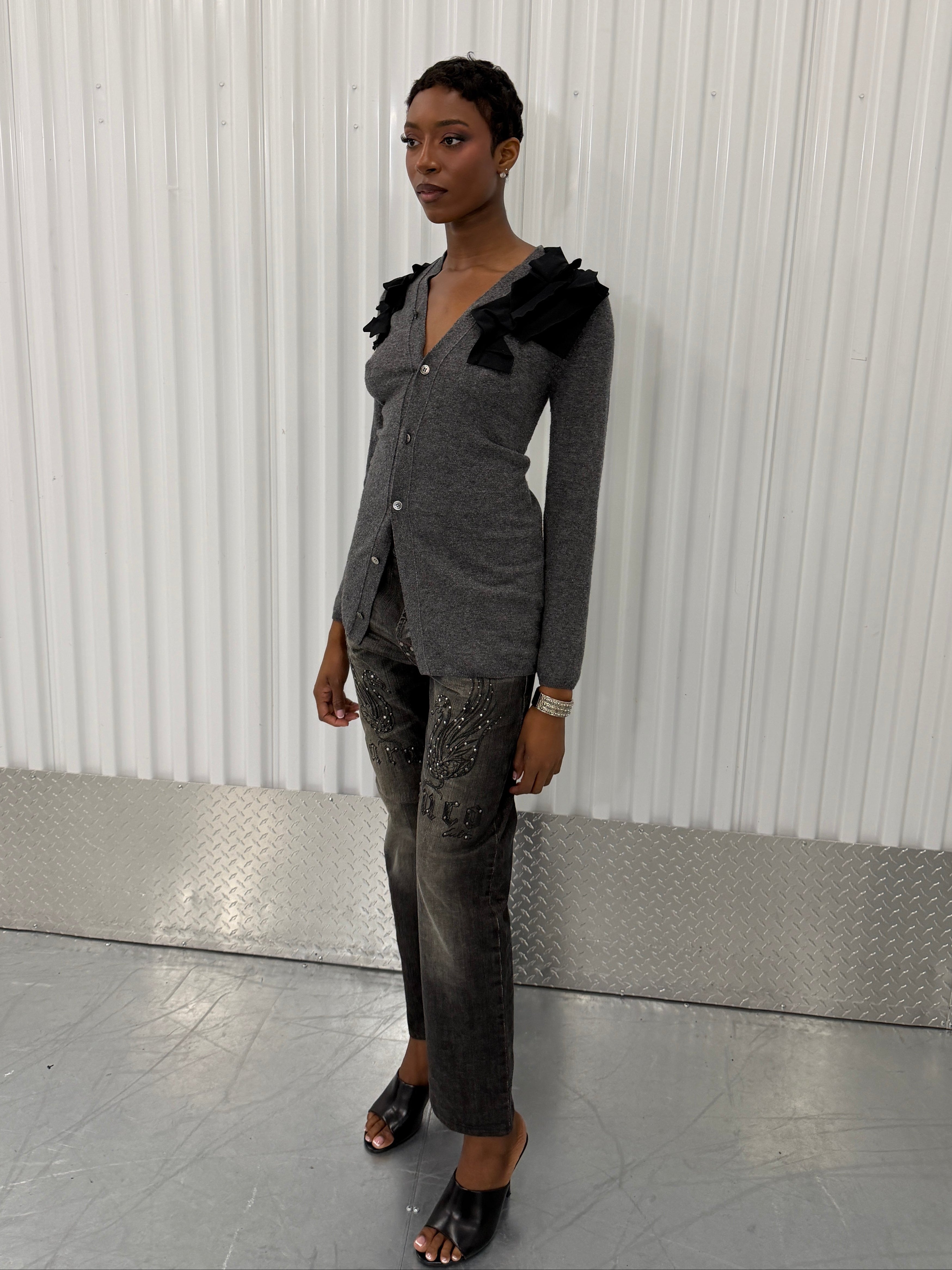 comme des garçons grey knit sweater