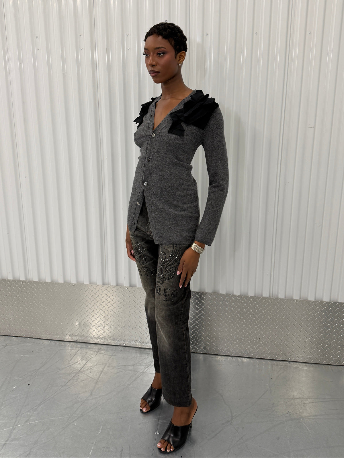 comme des garçons grey knit sweater