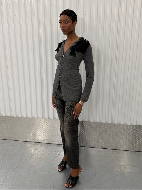 comme des garçons grey knit sweater