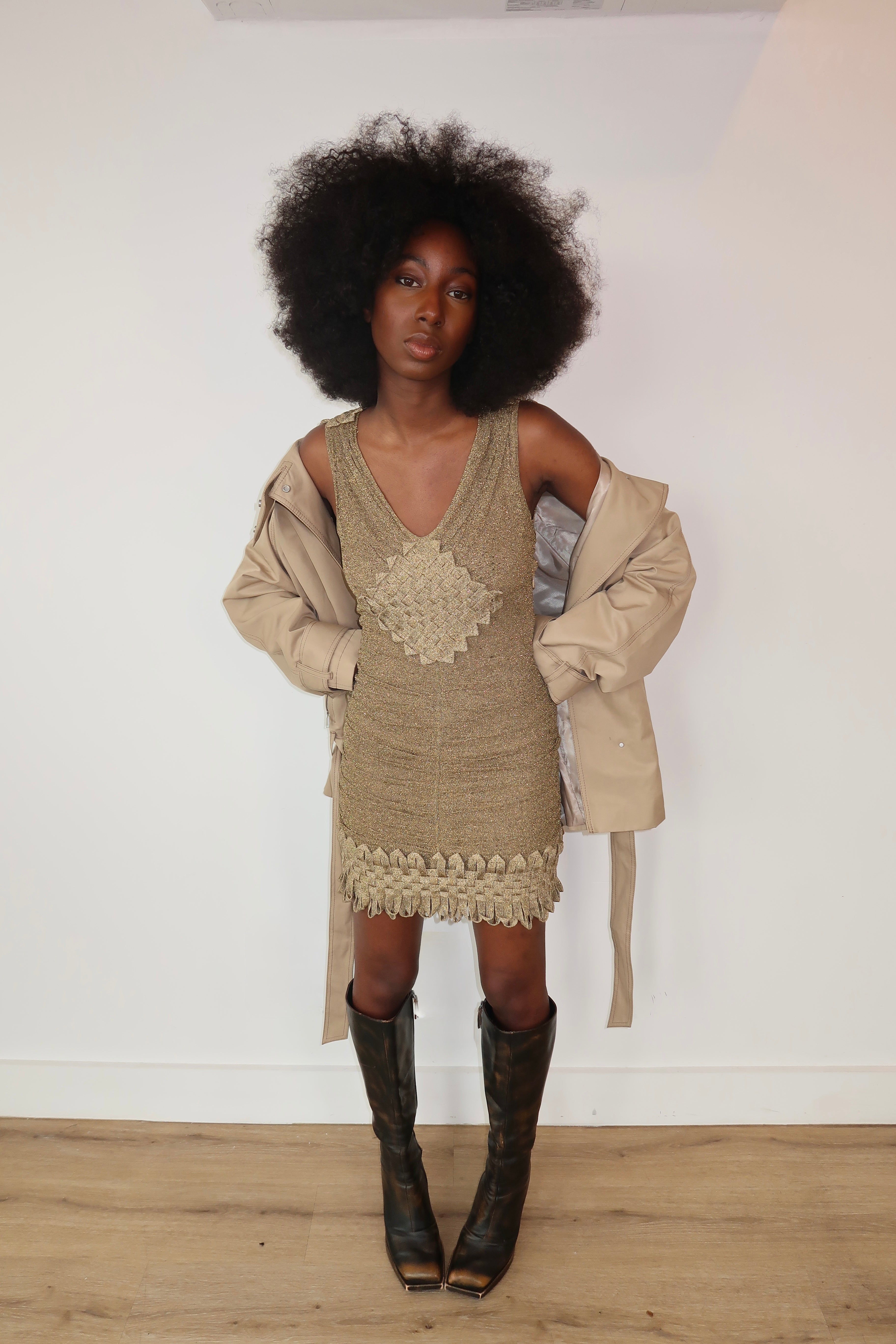 zac posen vintage golden shimmer dress