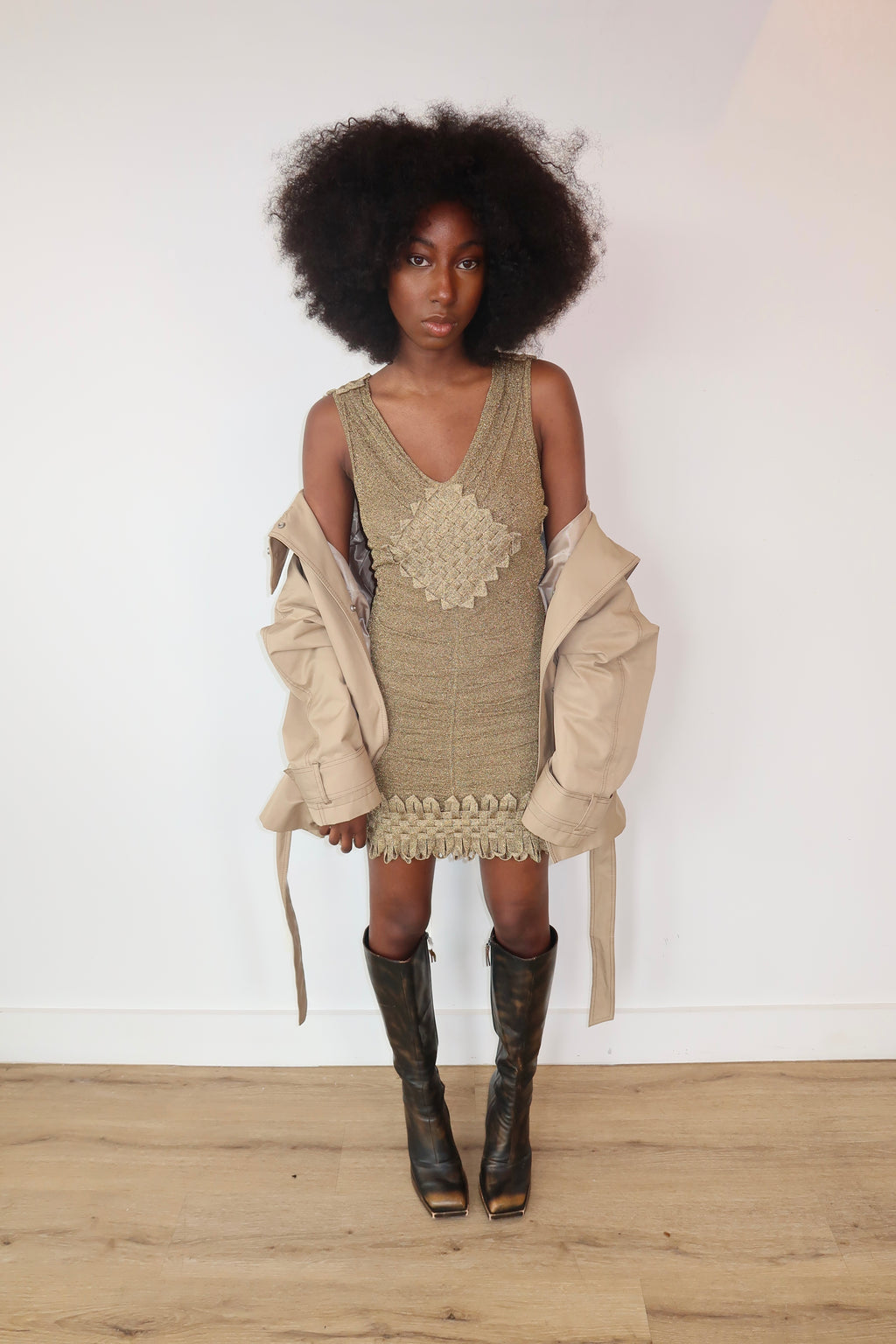 zac posen vintage golden shimmer dress