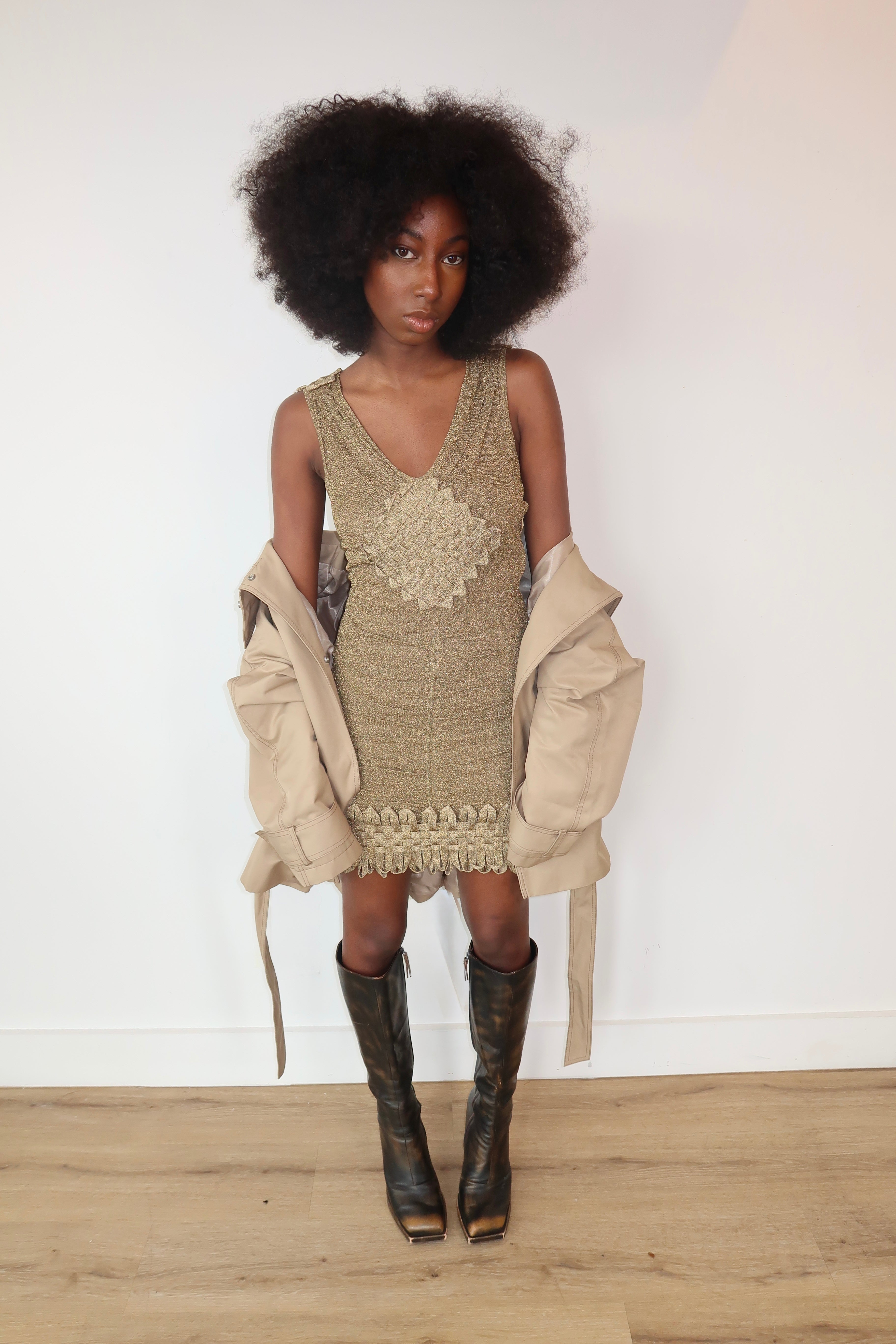 zac posen vintage golden shimmer dress