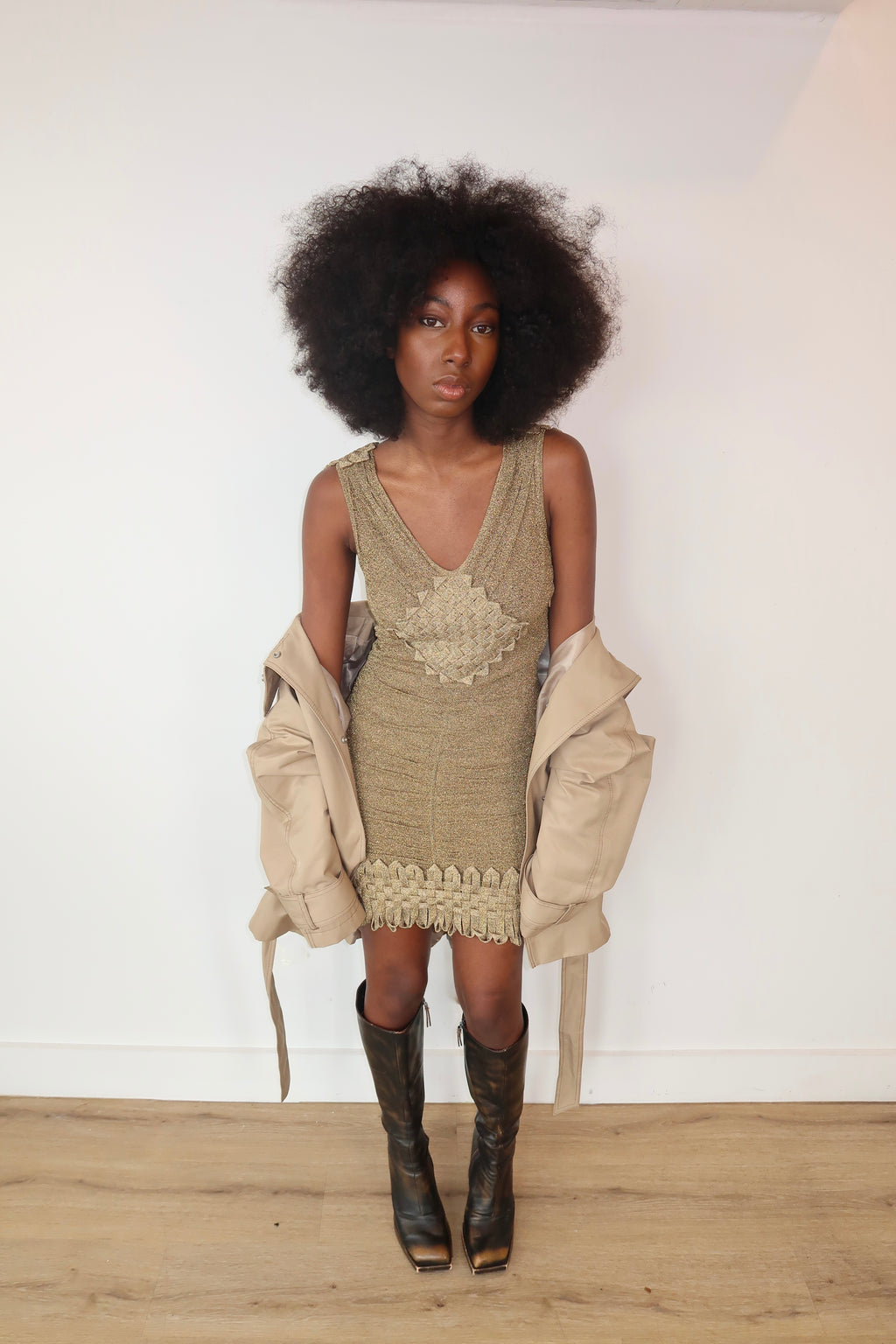 zac posen vintage golden shimmer dress