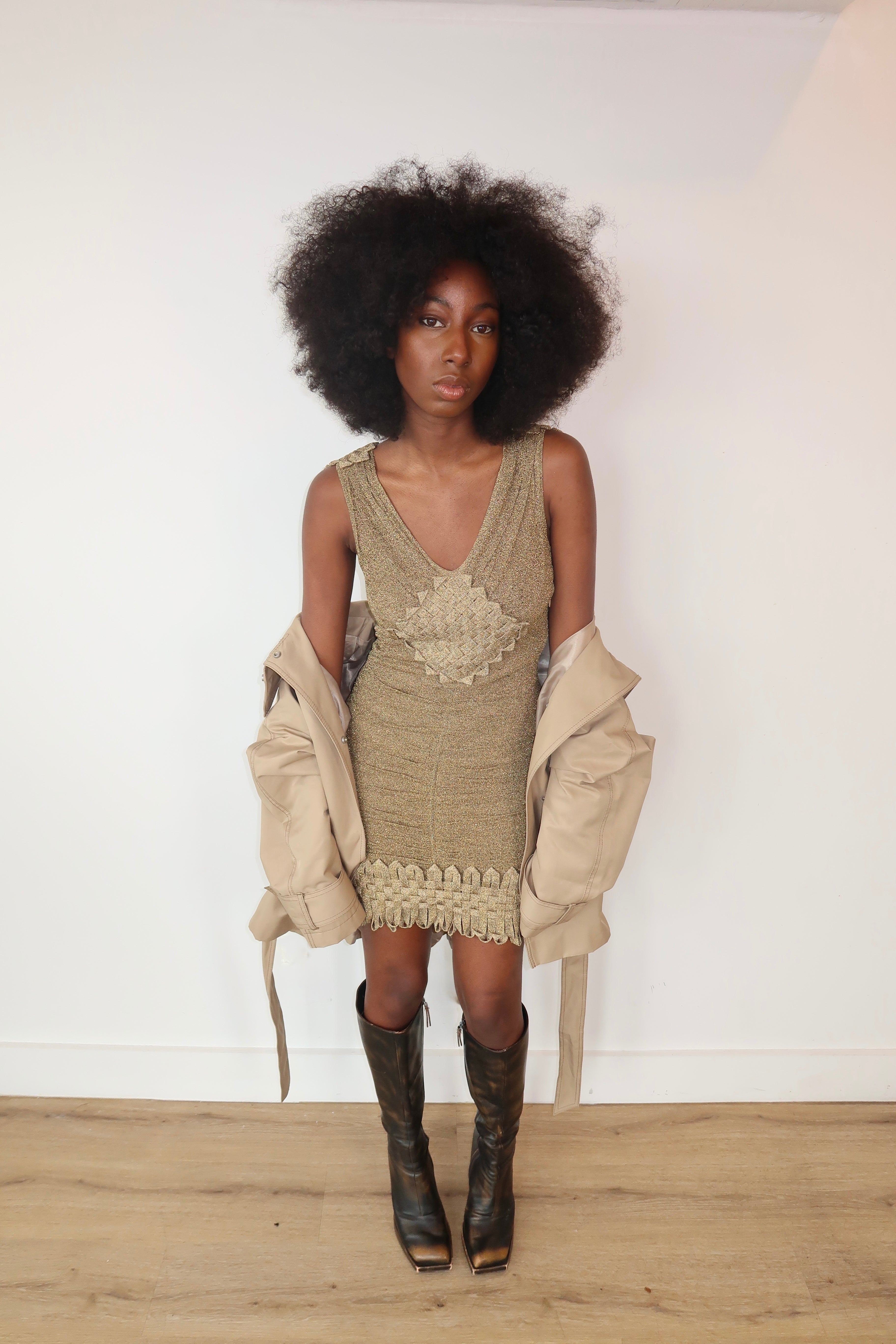 zac posen vintage golden shimmer dress
