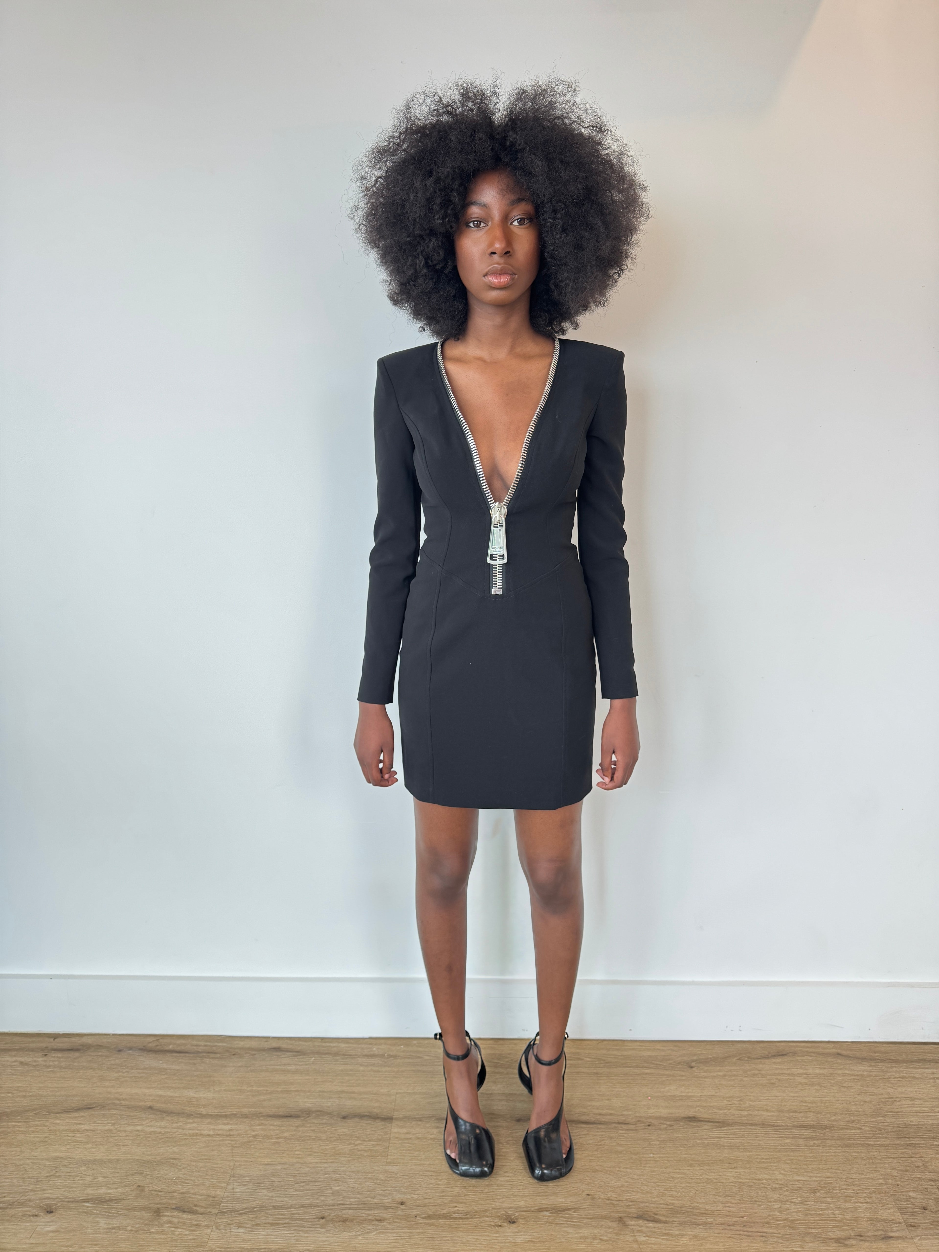 moschino couture black zipper mini dress