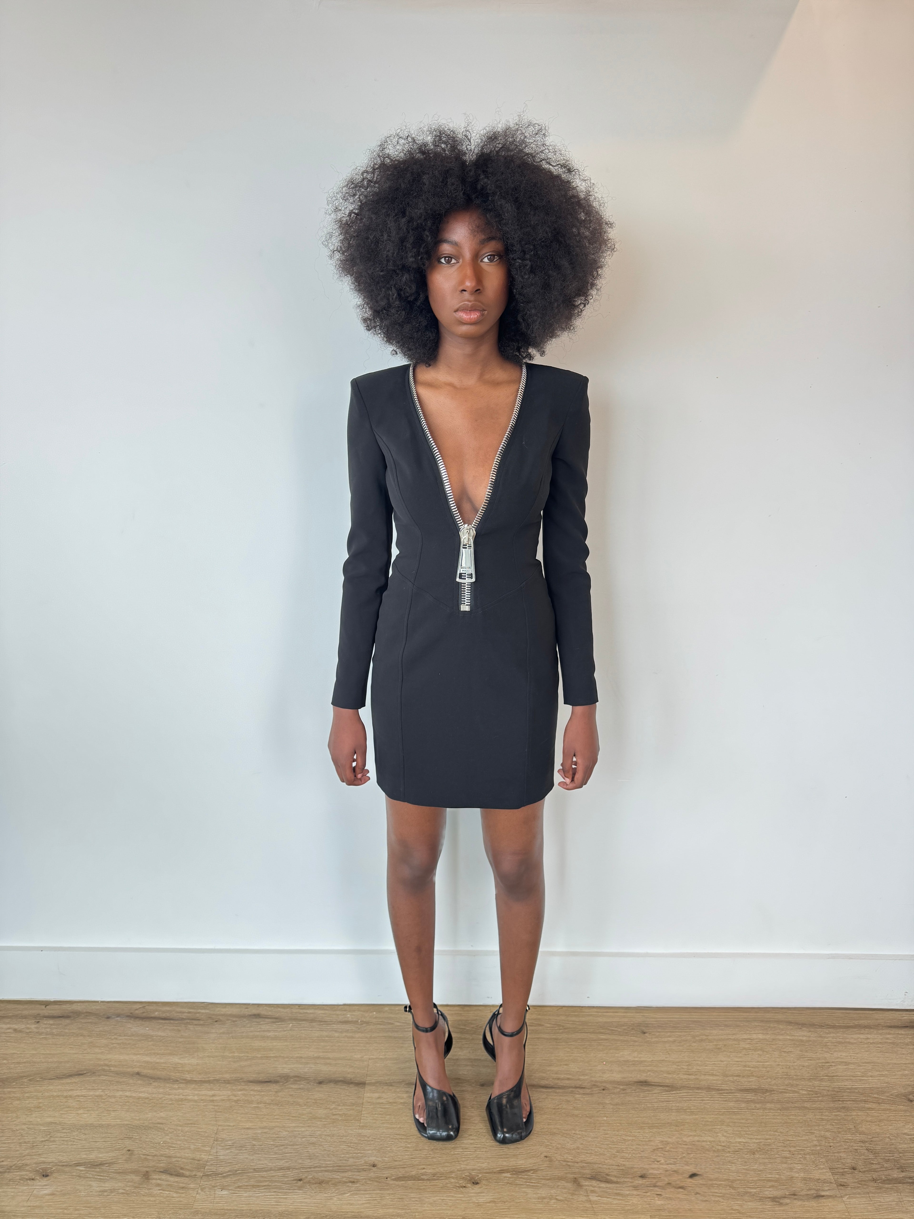 moschino couture black zipper mini dress