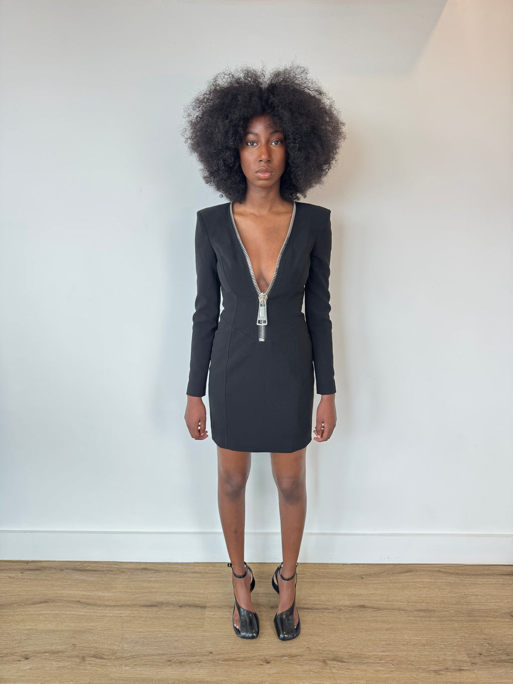 moschino couture black zipper mini dress