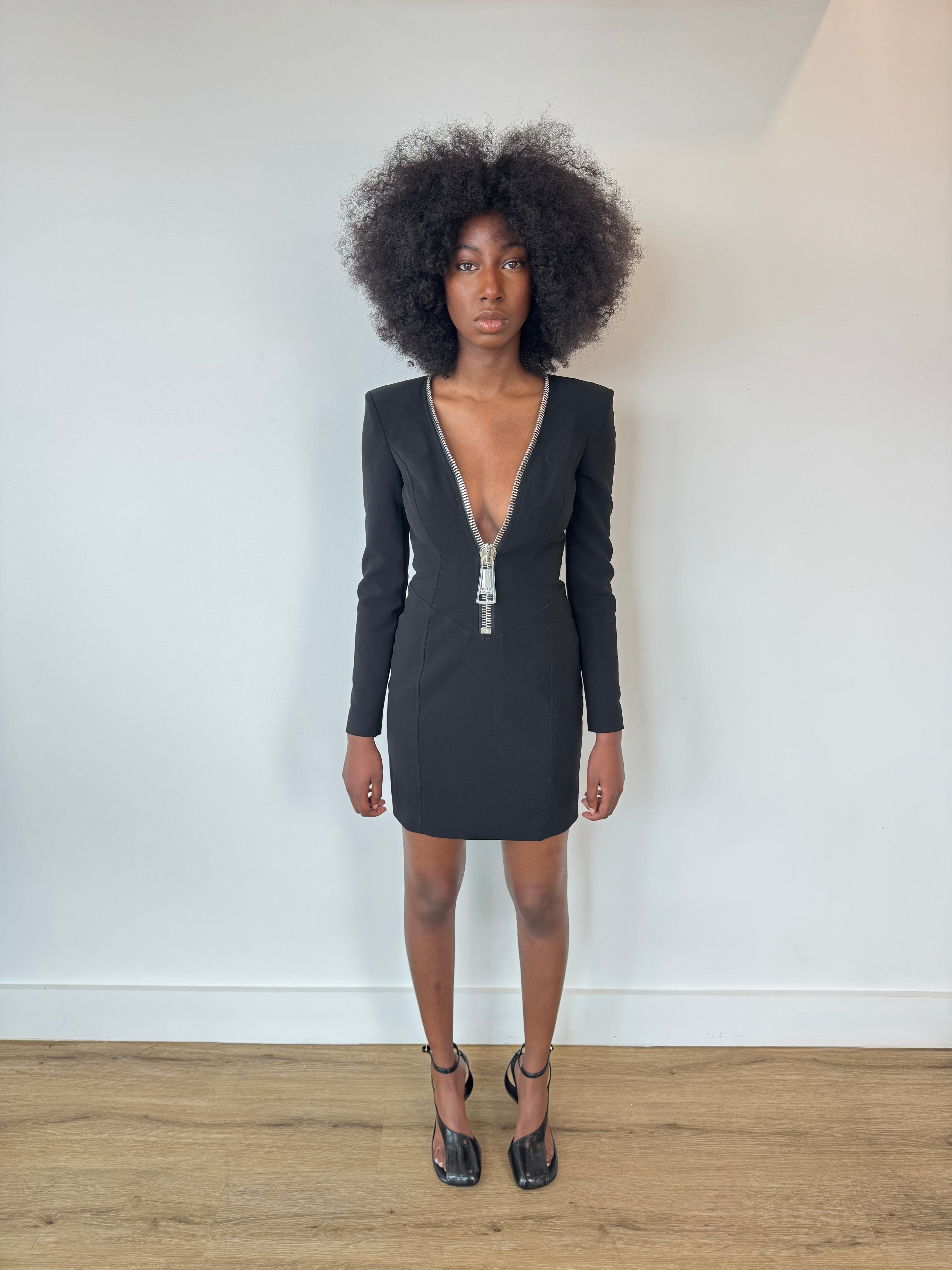 moschino couture black zipper mini dress
