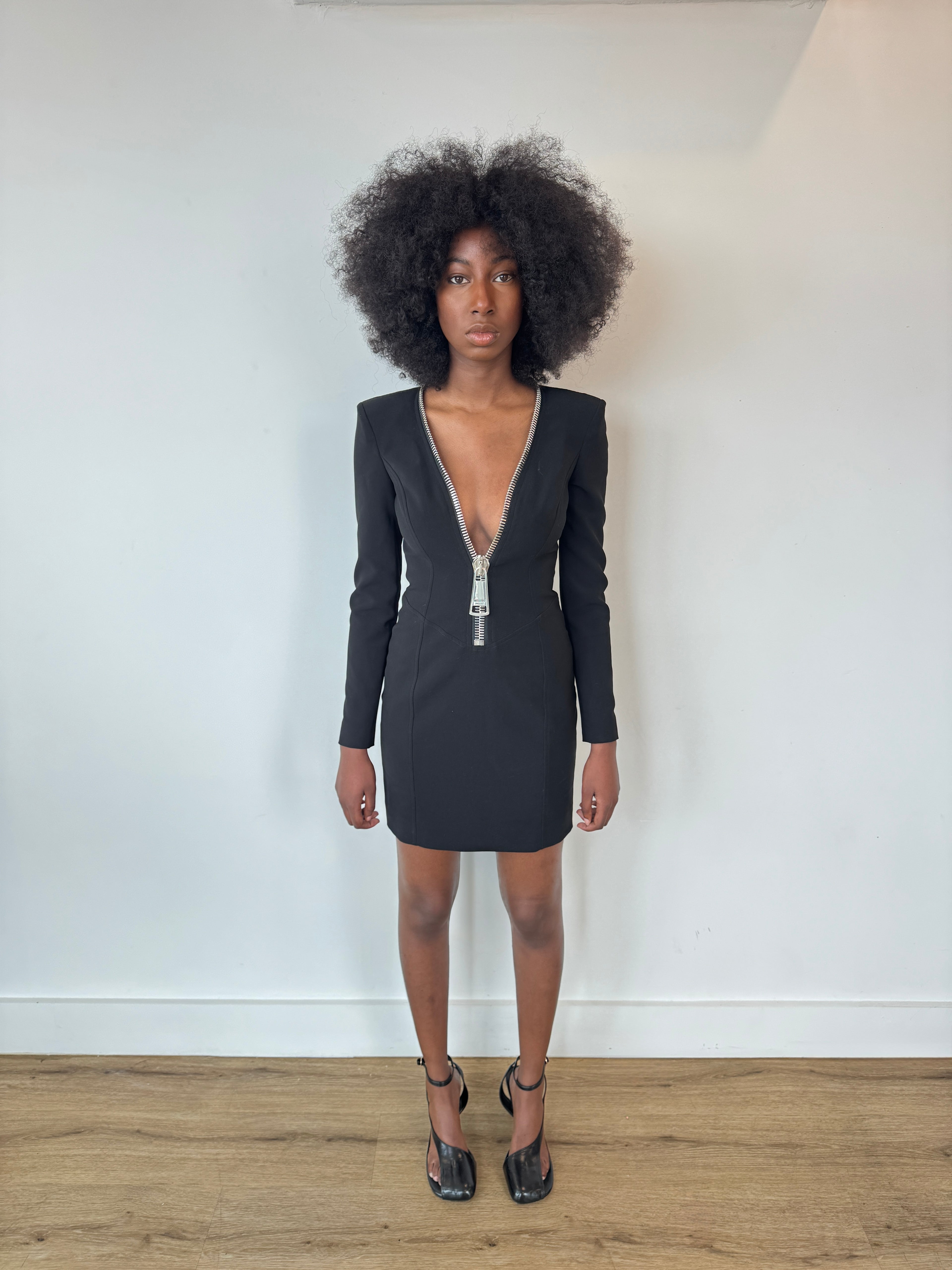 moschino couture black zipper mini dress