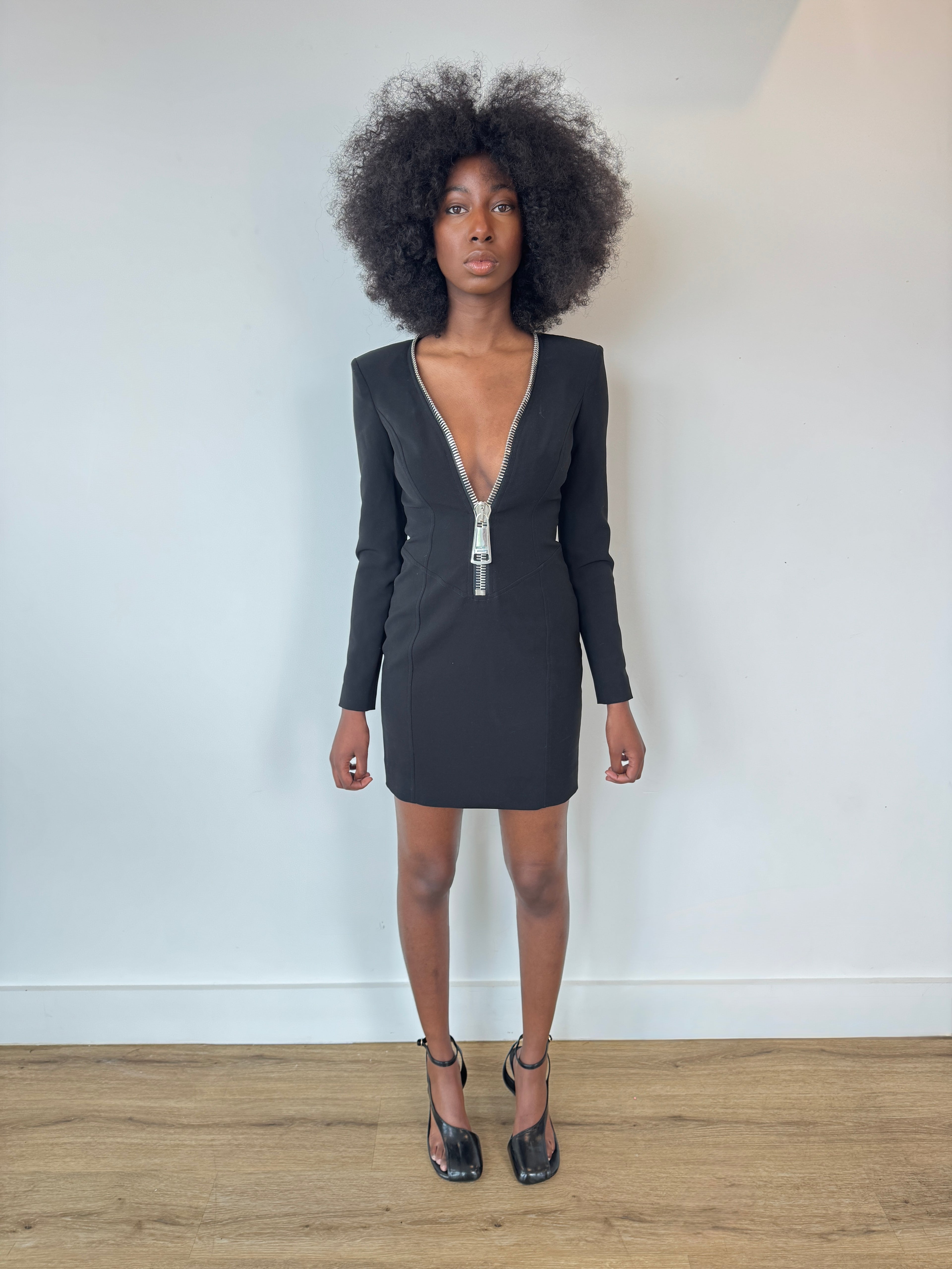 moschino couture black zipper mini dress