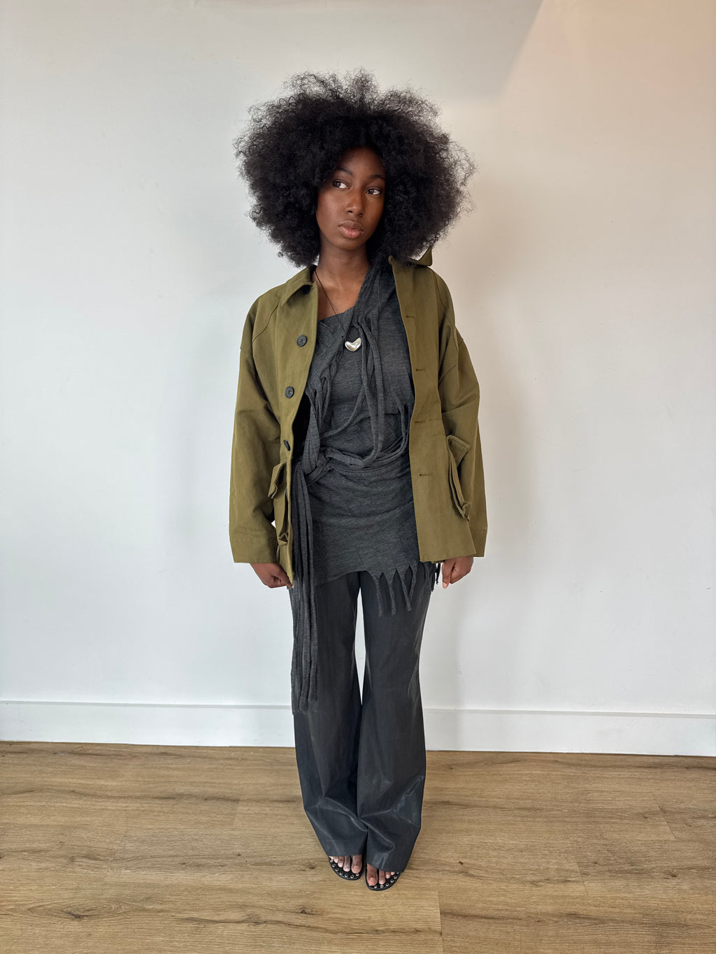 junya wantanabe distressed grey tshirt dress