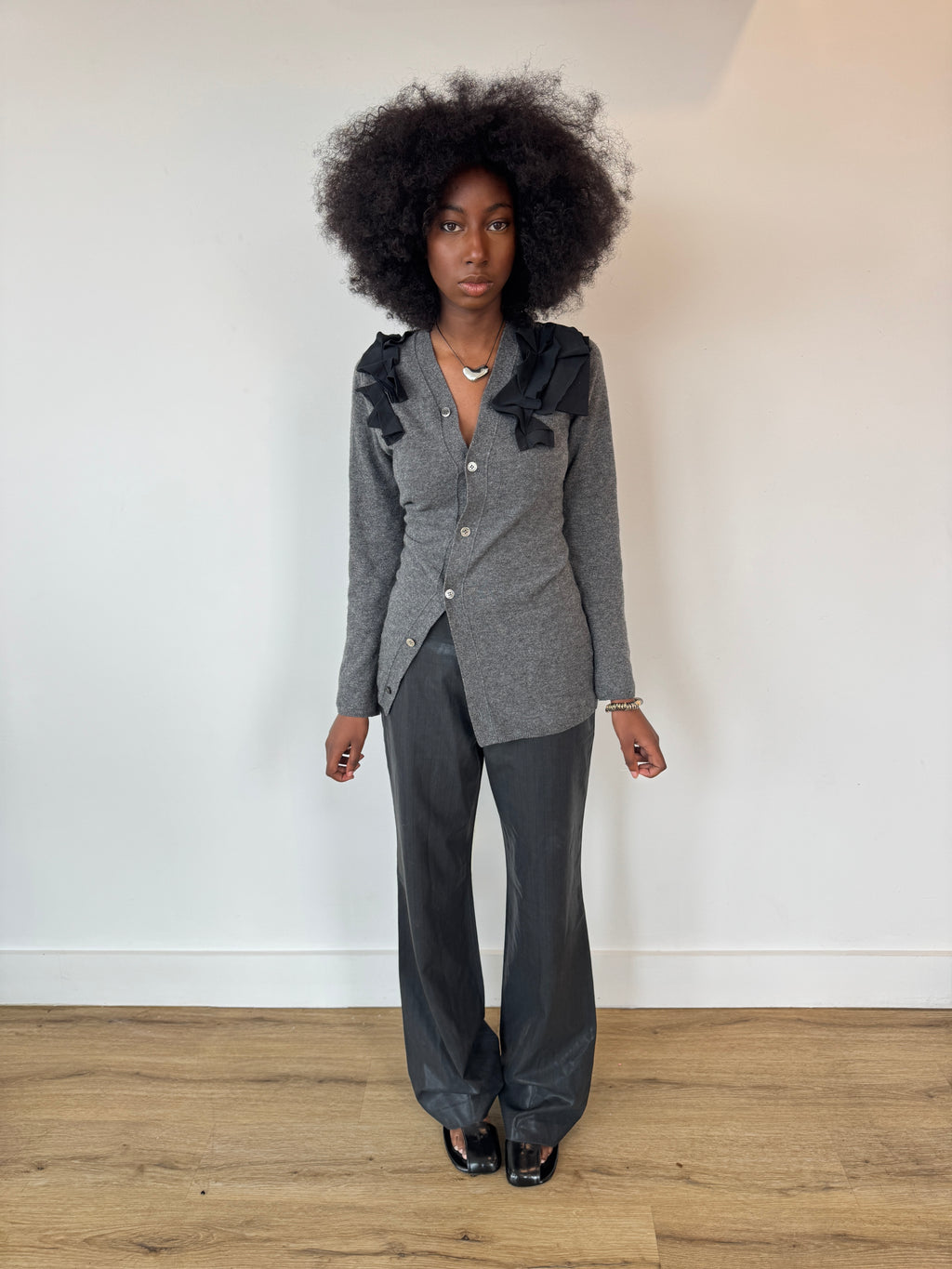 diesel waxed pinstrip trousers