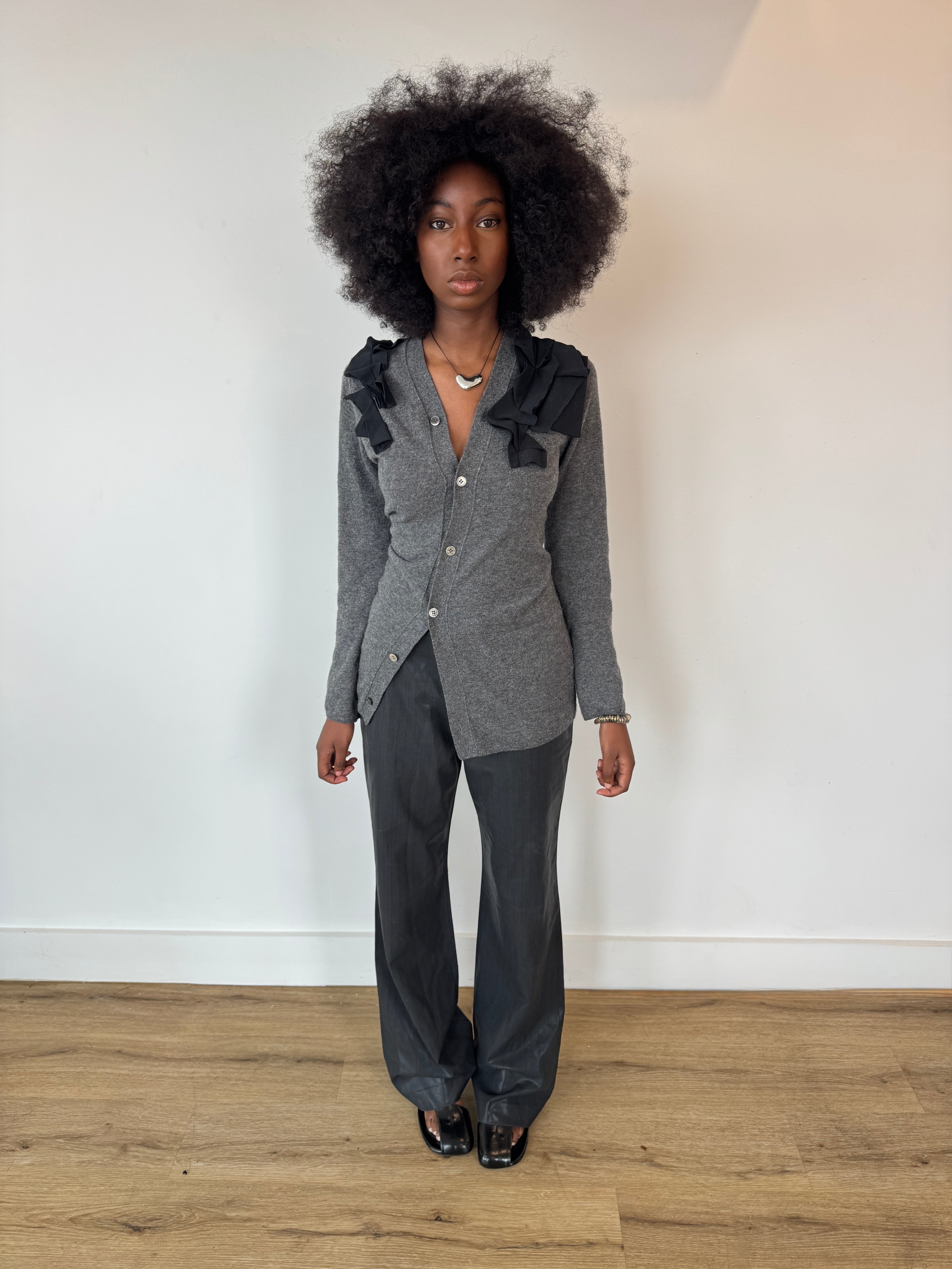 diesel waxed pinstrip trousers