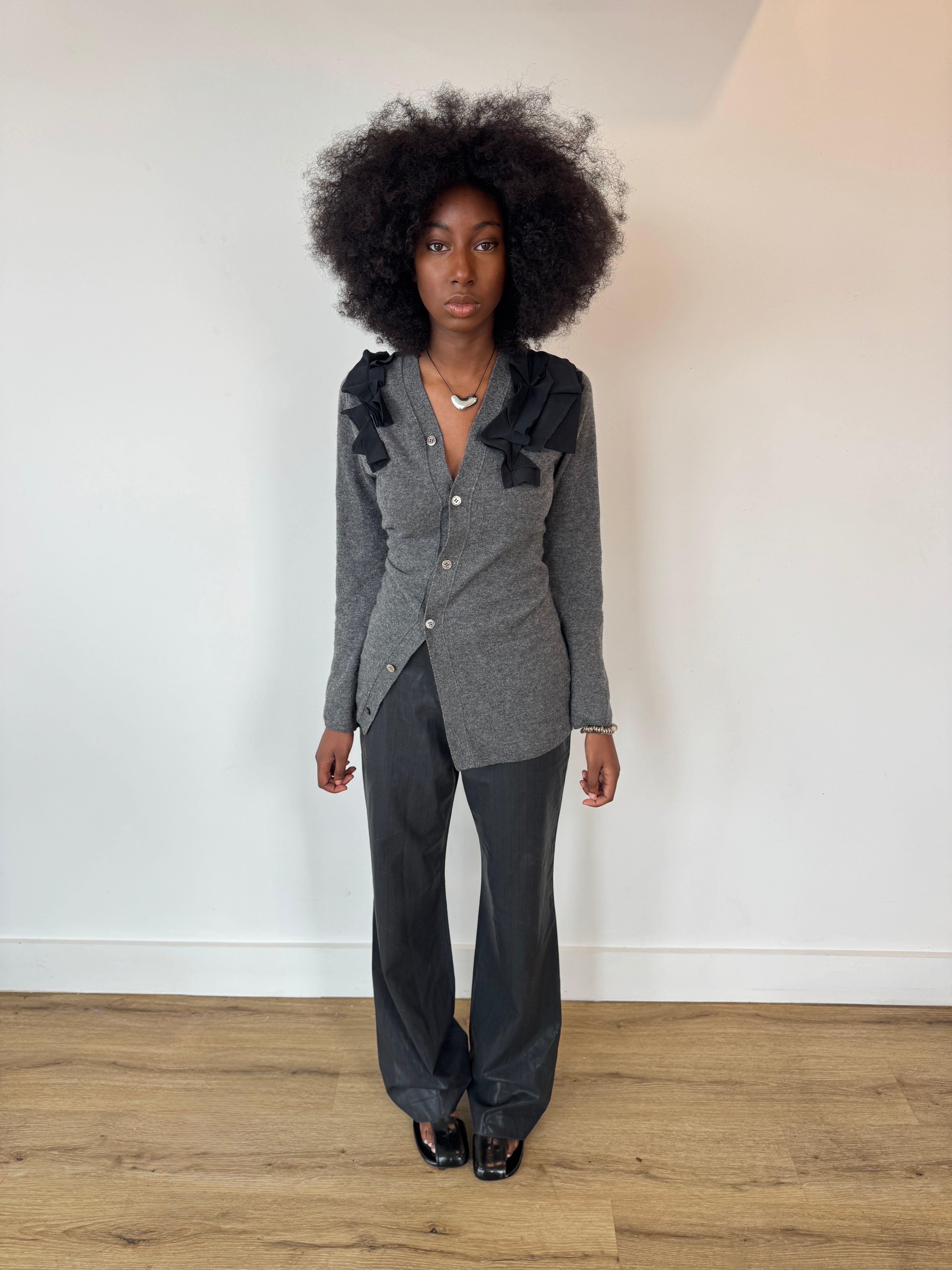 diesel waxed pinstrip trousers