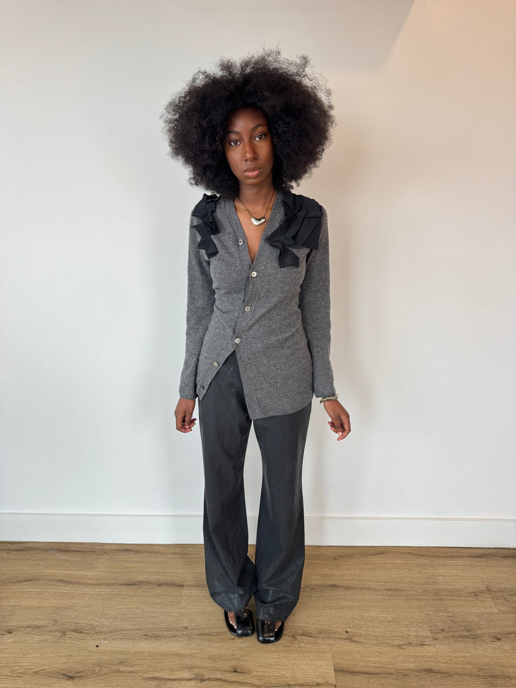 diesel waxed pinstrip trousers