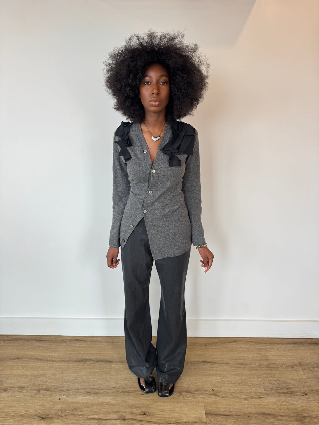 diesel waxed pinstrip trousers