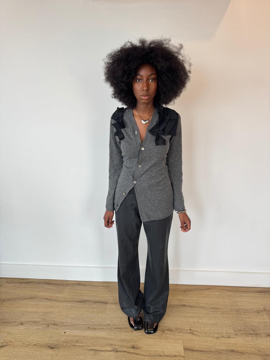 diesel waxed pinstrip trousers