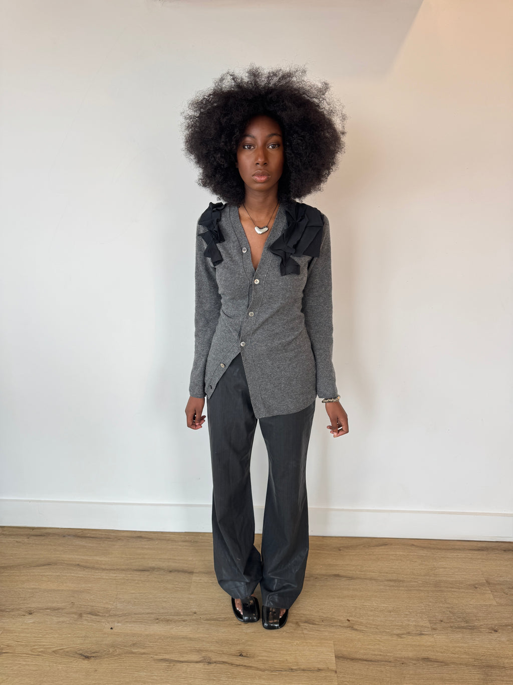 diesel waxed pinstrip trousers
